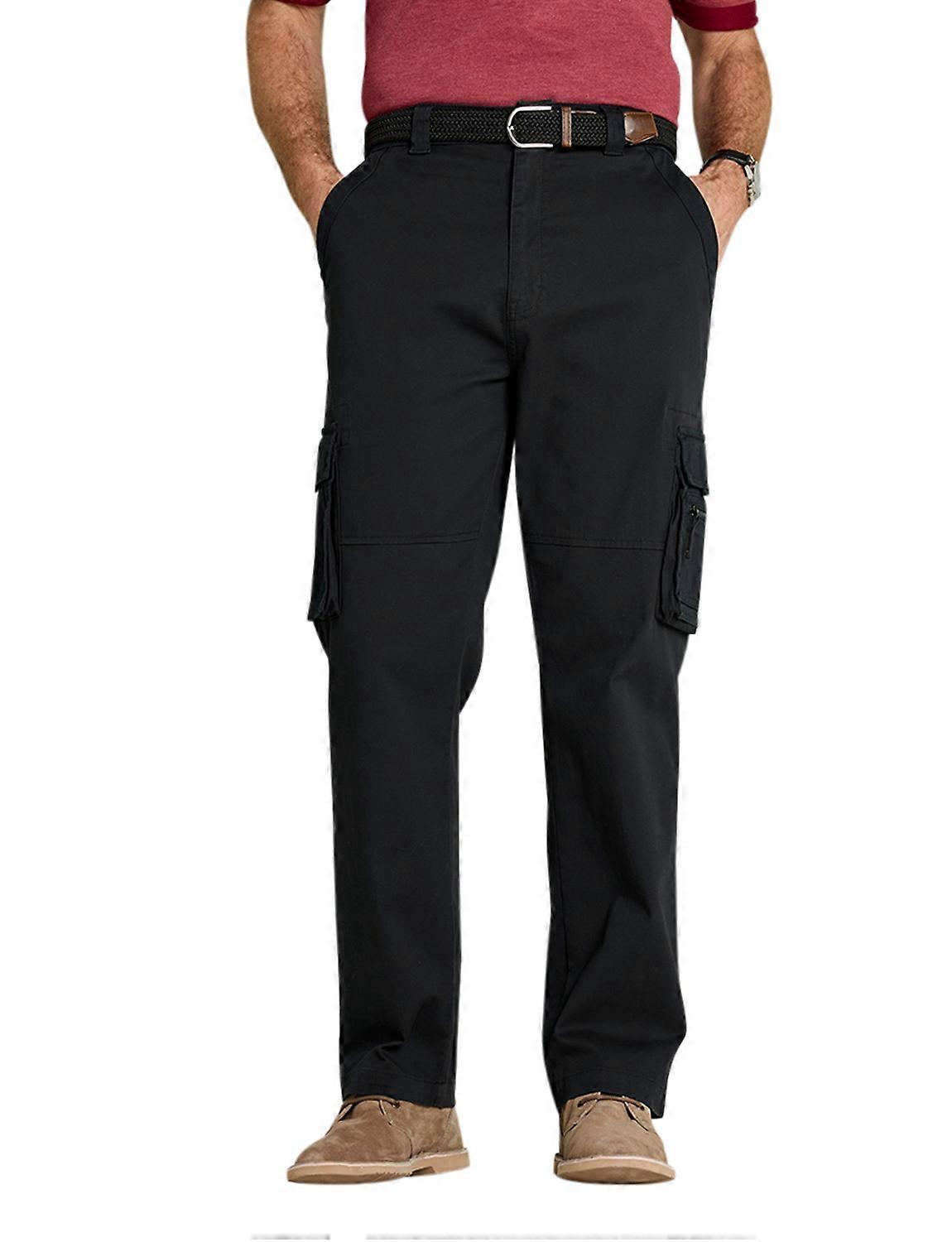 Pegasus | Mens | Cargo Trousers in Stretch Cotton with Button & Zip Fly, Multiple Cargo & Side Pockets with Stretch Belt