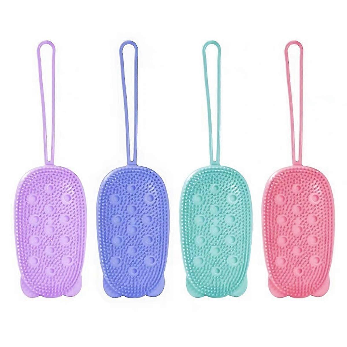 4pcs Double-Sided Exfoliating Silicone Body Sponges