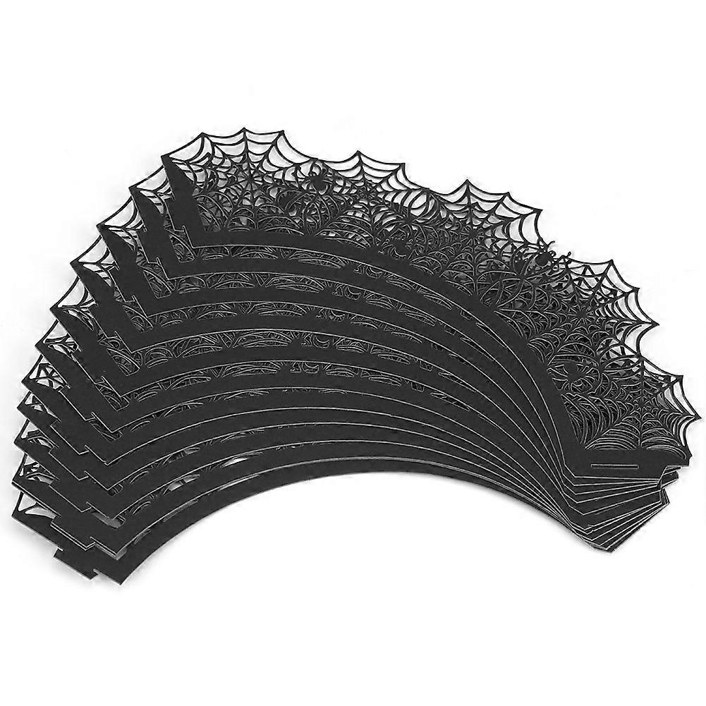 Cupcake Wrapper 12-Piece Laser Cut Spiderweb Pattern Halloween Decorations