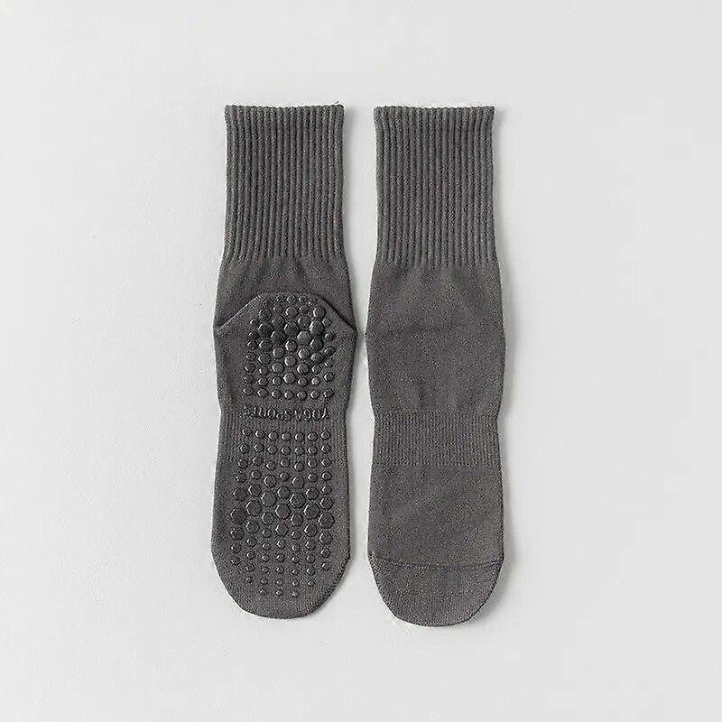 New Simple Solid Color Mid Calf Yoga Socks Pilates Socks Silicone Non-slip Fitness Socks Indoor Dance Gymnastic Training Socks