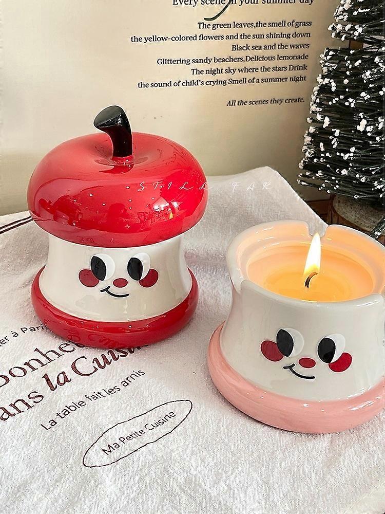 Apple Candles Gift Set - Scented Aromatherapy Candles - 【Apple Smiling Face】Red Model: Green Apple P