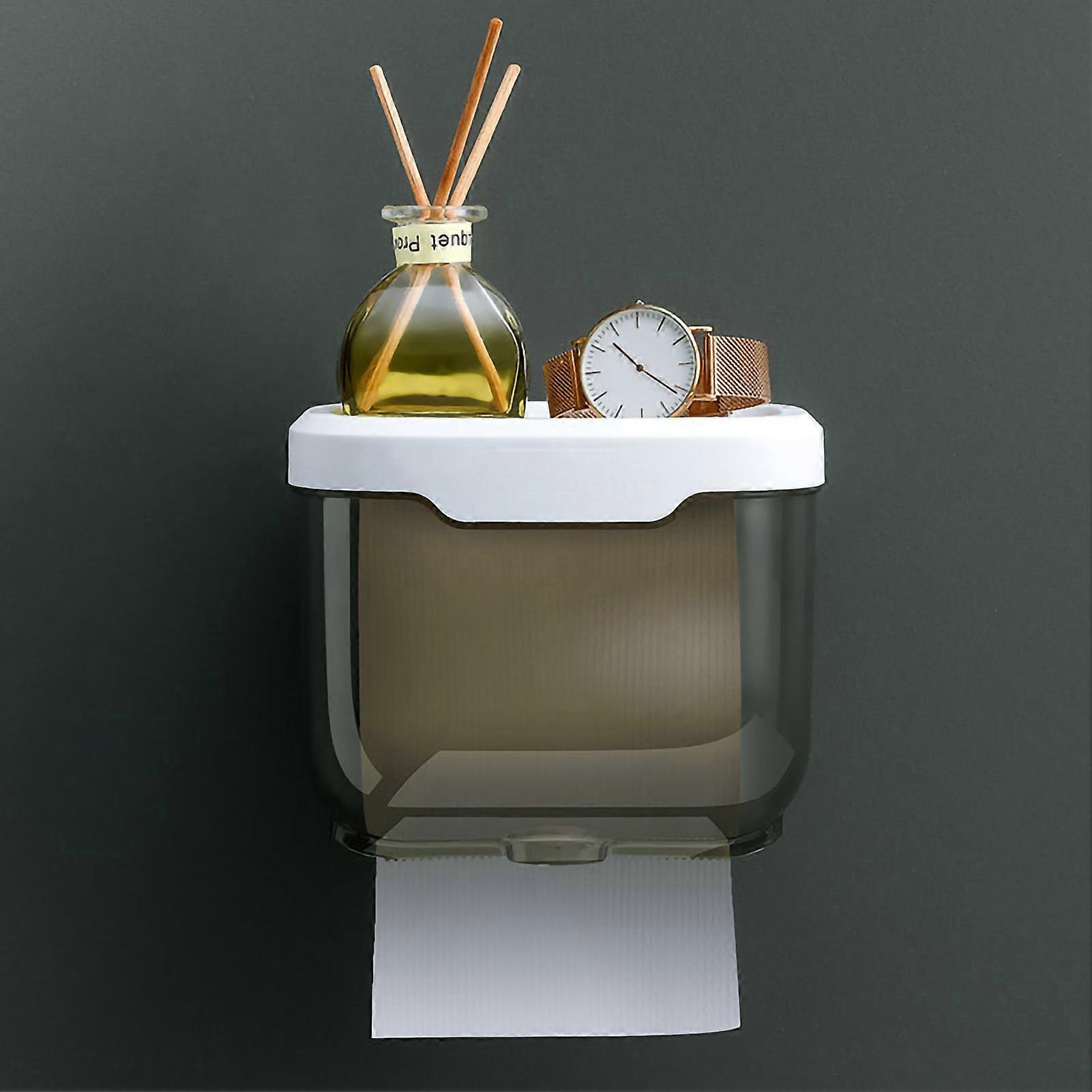 Wall Mounted Tissue Box Waterproof Durable Transparent Plastic Black Tissue Box for Bathroom