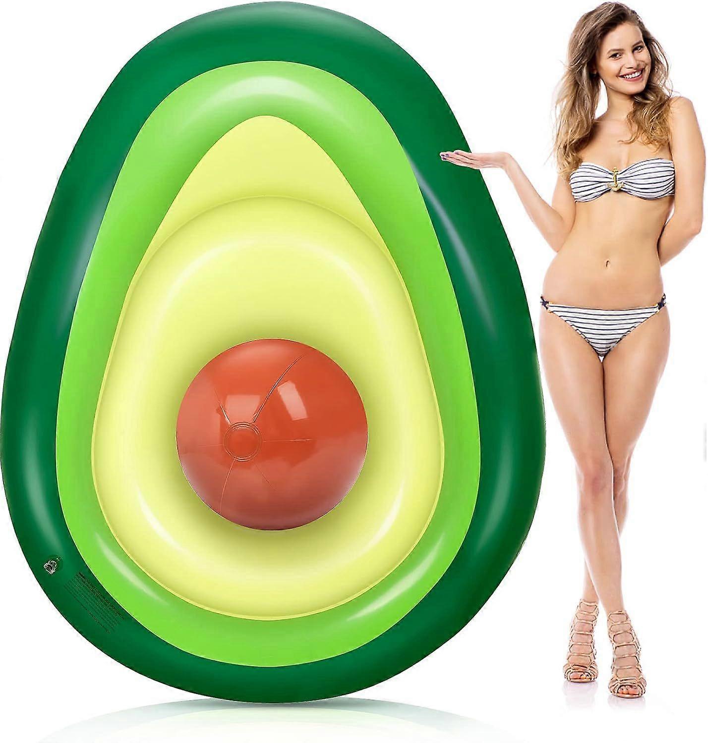 Giant Inflatable Avocado Float, Pool Float with Ball Fun Summer Swimming Pool Ring, Raft Lounge, Beach Float Party Toys for Kids Adults