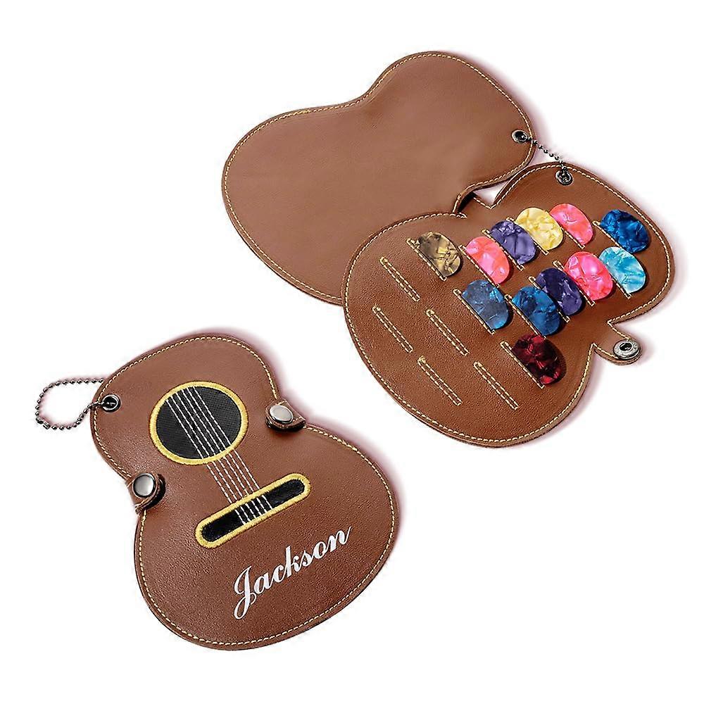 Guitar Pick Holder Case Personalized With Name Leather Compact Portable Storage For Standard Guitar Picks