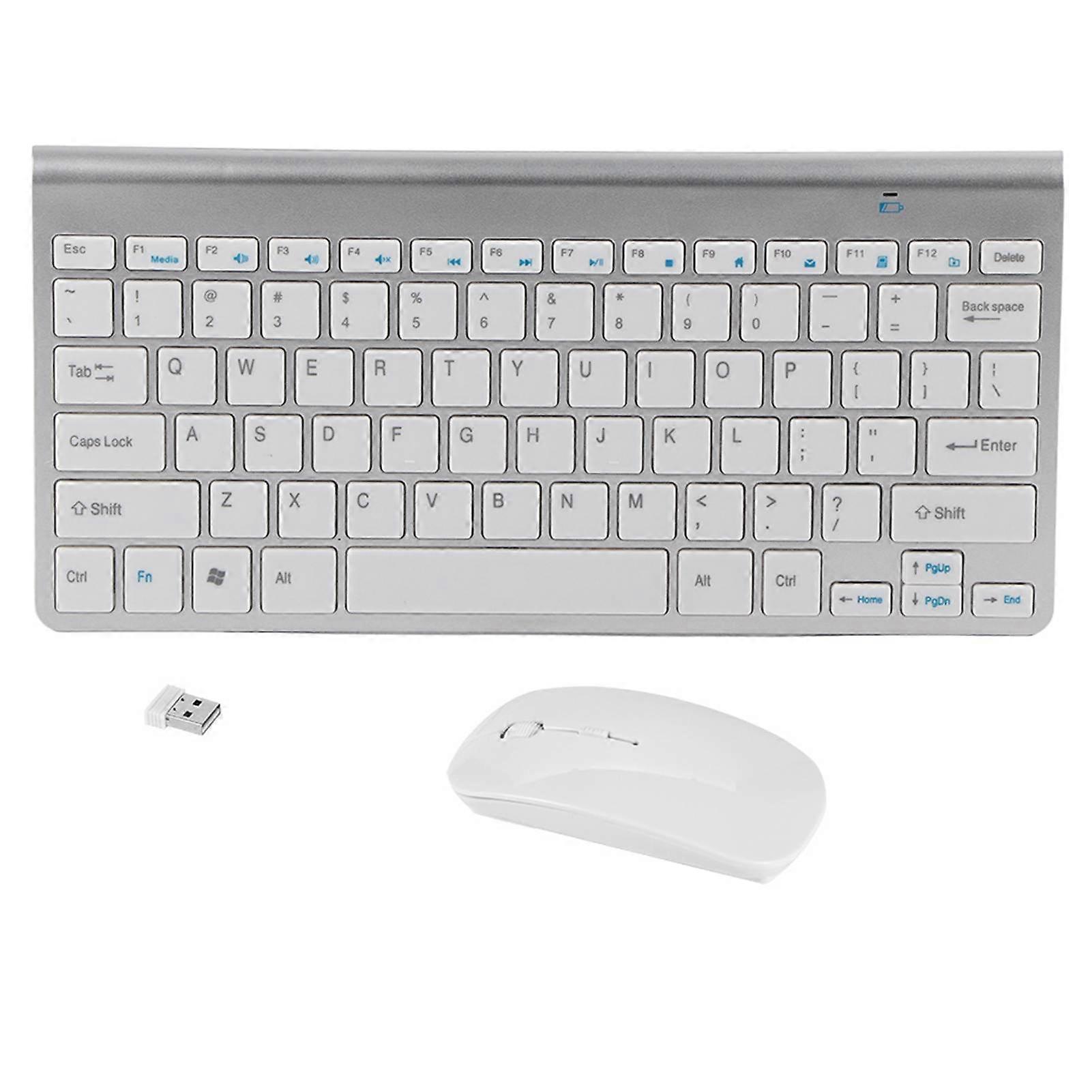 Kit clavier et souris sans fil 2,4 GHz fin pour ordinateur de bureau et portable, argent