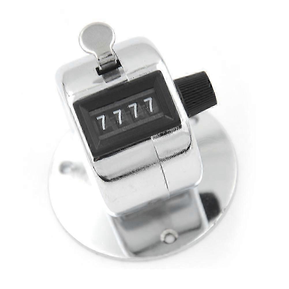 4 Digit Manual Hand Tally Mechanical Palm Click Counter Round Base