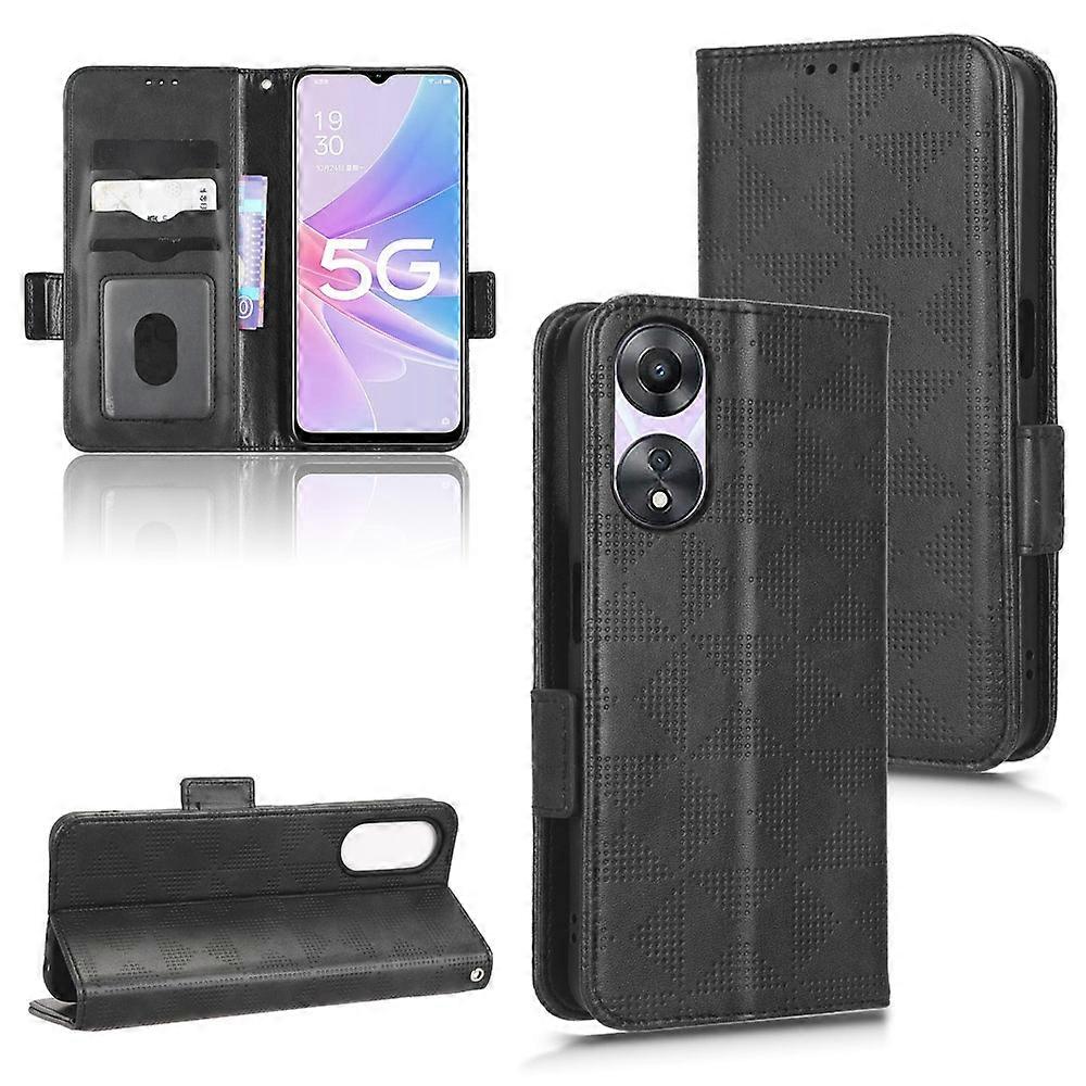 For OPPO A58 5G Symmetrical Triangle Leather Phone Case