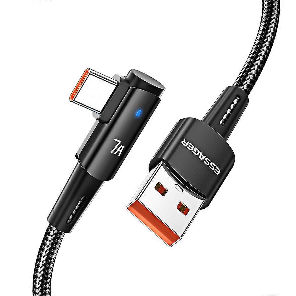ESSAGER 2m USB to Type-C Cord Support 7A Fast Charging Elbow Design Braided 480Mbps Data