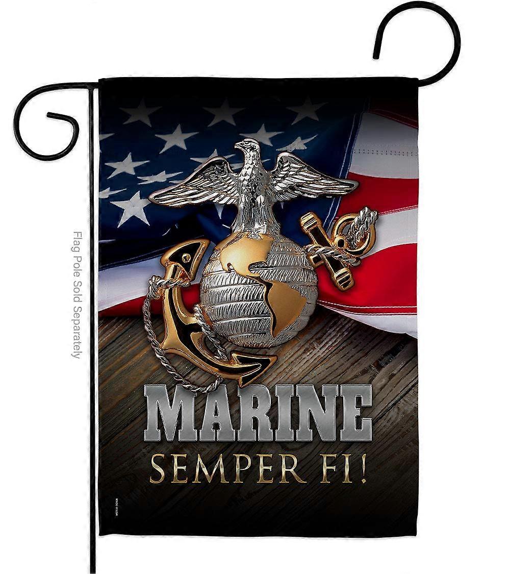 Marine Semper Fi Garden Flag 28x40 Inch Made of Durable Polyester for USMC Veterans and Armed Forces Supporters