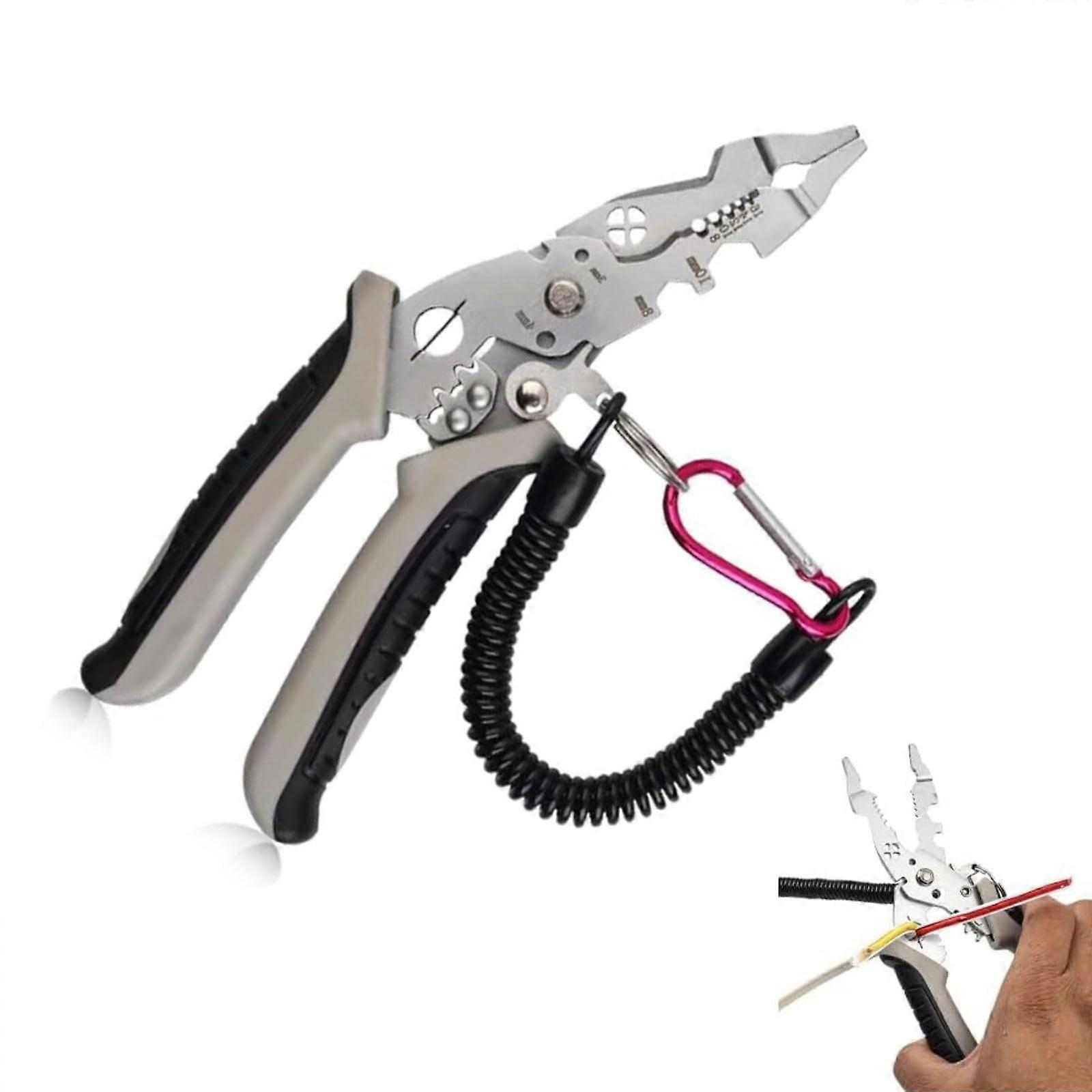 Multifunctional Wire Stripper Crimper Cable Cutter Pliers,Electrician Stripper Pliers,Wire Tool For Stripping Cutting Crimping (A)