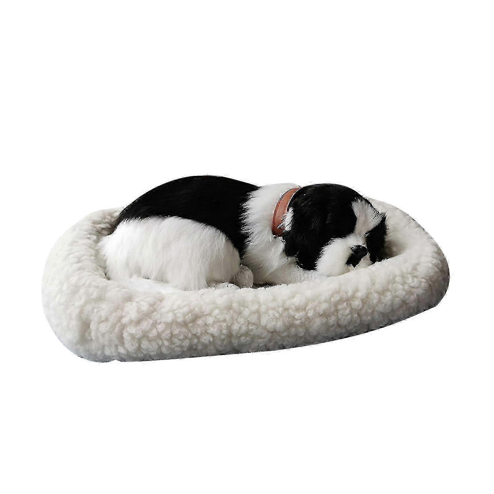 Realistic Sleeping Plush Breathing Cat Furry Dog With Mat Creative Animals Decor A