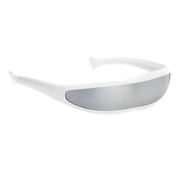9-12pack Futuristic Narrow Lens Visor Eyewear White Silver