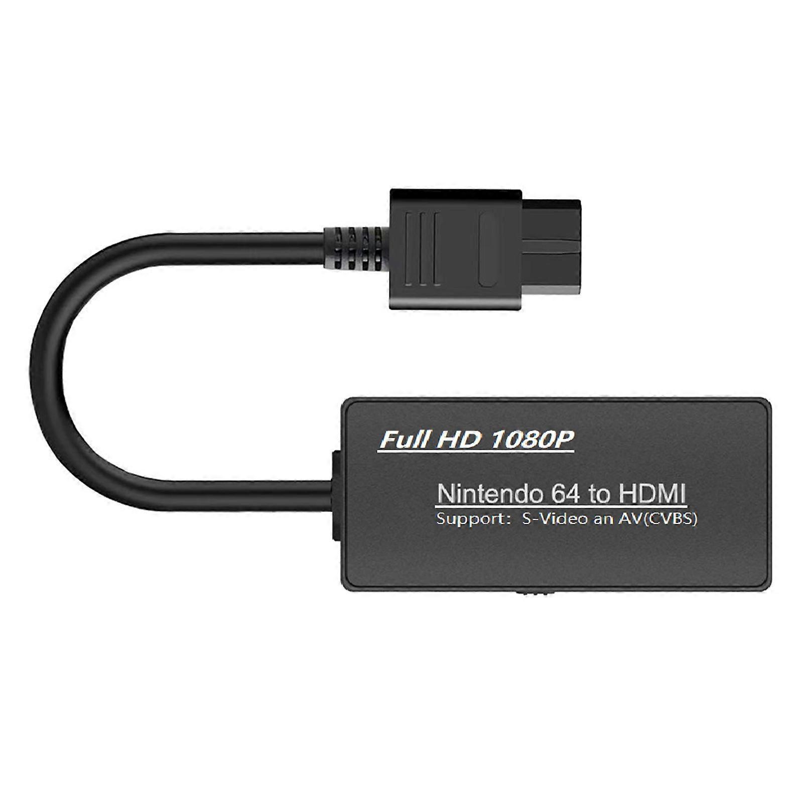 1080P N64 (AV+S-Video) to HDMI-Compatible Conversion Adapter,N64 input to HDMI-Compatible output Video Converter Adaptor