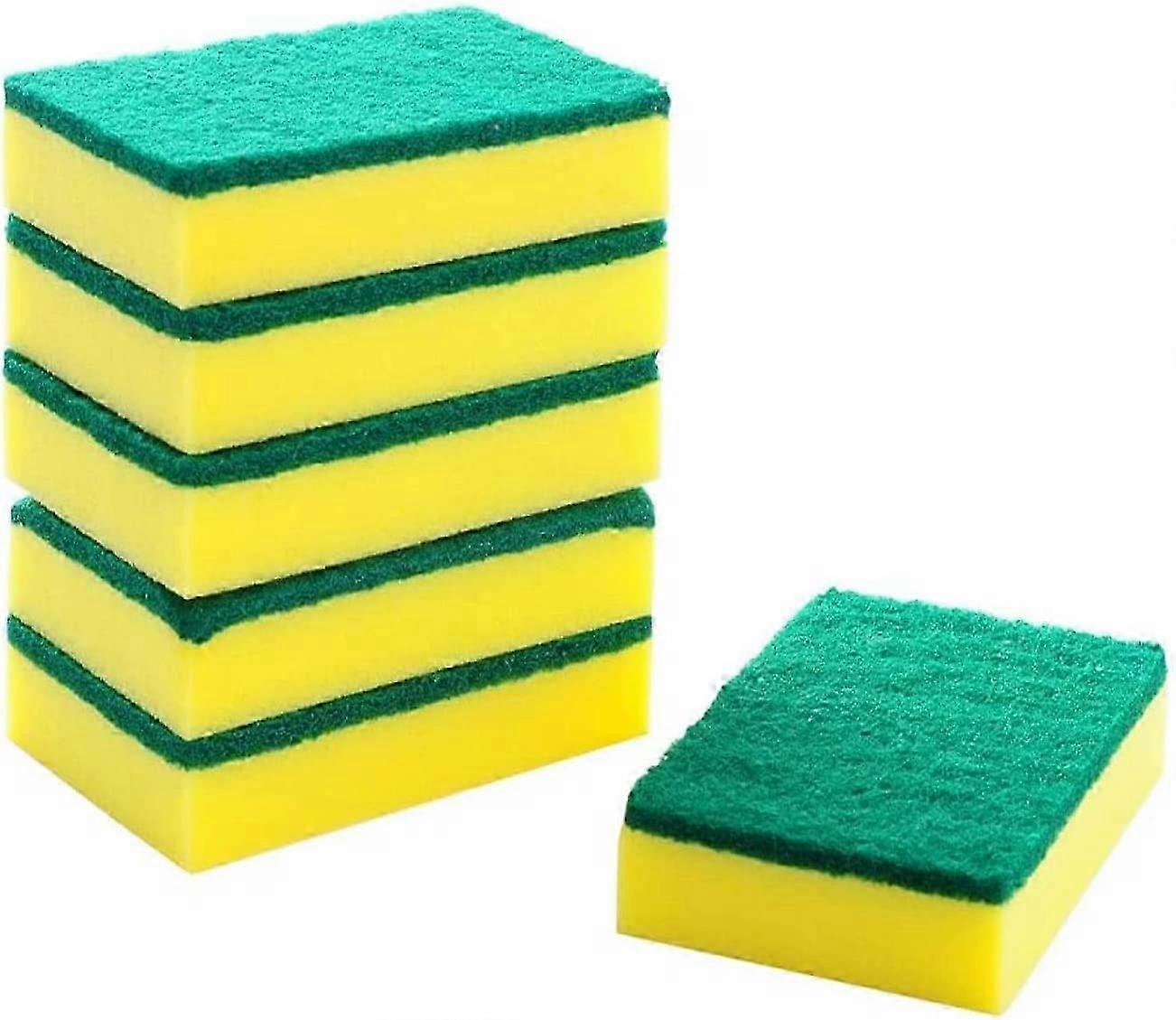 Heavy Duty Scrub Sponge - Dual Sided Dish Scourer - Non-Scratch, Reusable - 6 Pack