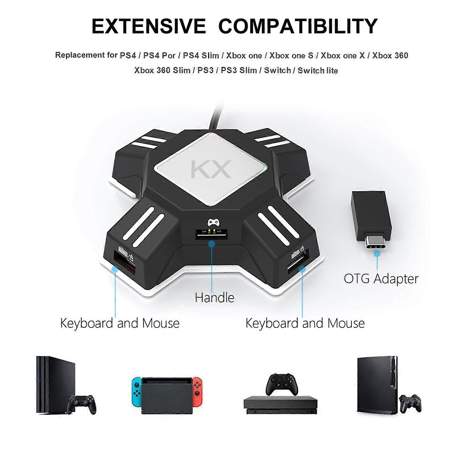 Keyboard Mouse Adapter Portable Mouse Keyboard Converter Adapter Replacement for Switch/X-box/PS5/P-S-4/PS3 KX Gamepad Controller Adapter