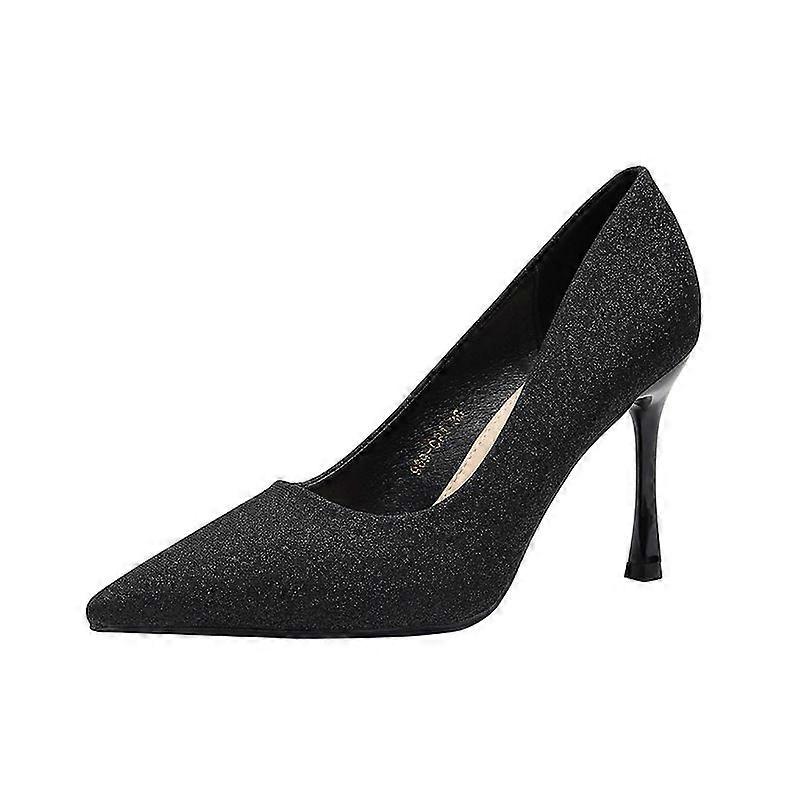 Huiliya Super High Heel Single Shoes For Women's Thin Heels Spring And Autumn Pointed Toe Korean Style Versatile Fashion Thin Flash Women's Shoes 969-