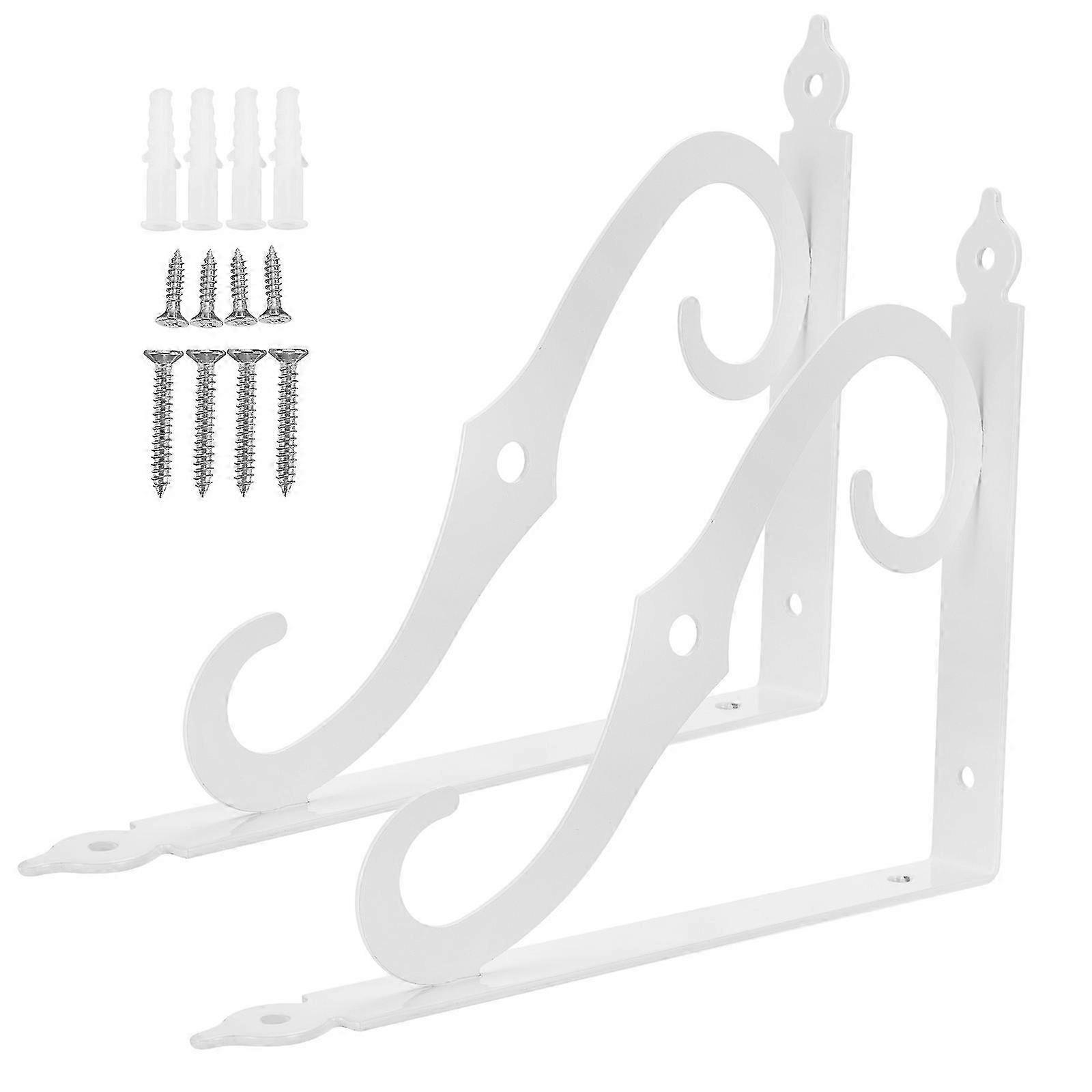 1 Set White Shelf Brackets 23.7X19CM Wall Bookshelf Storage Accessories