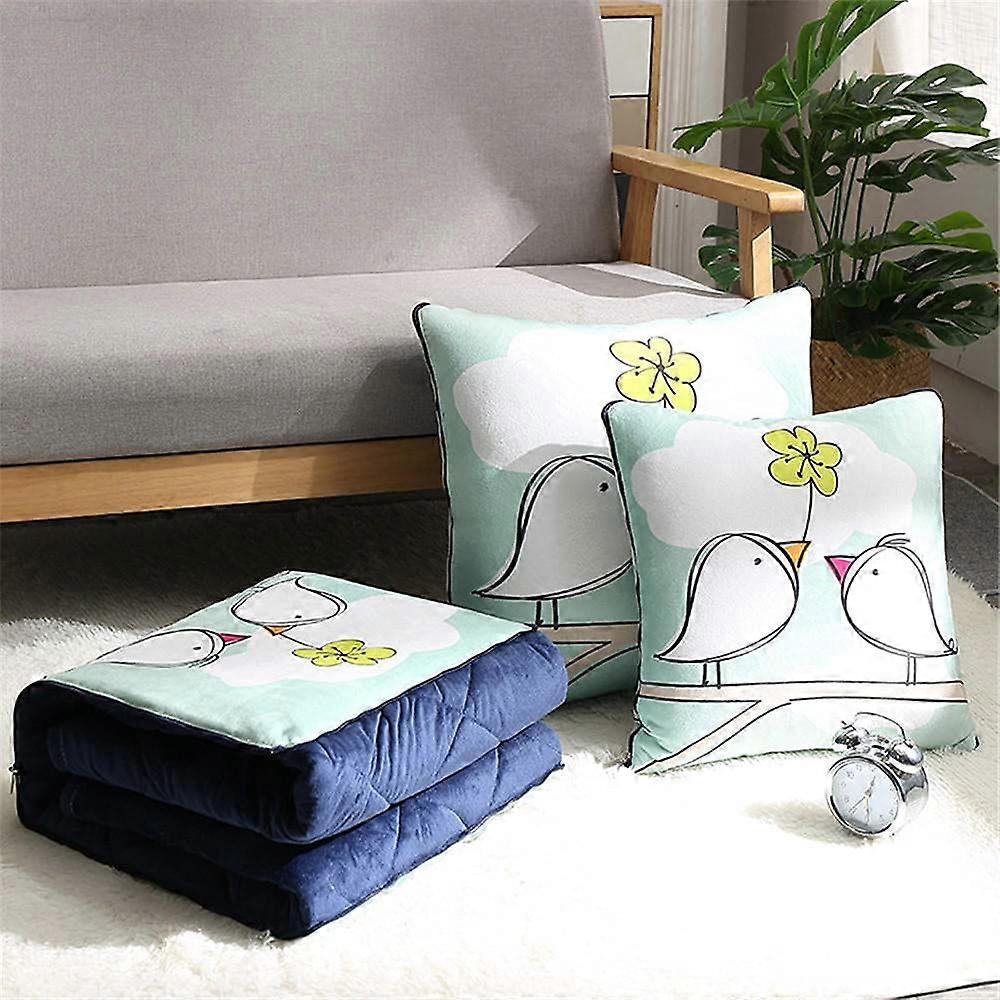 Kissendecke 2 in 1 Travel Blanket Pillow Soft Warm Multifunctional Neck Support Cushion for Sofa Chair (Dove Design)