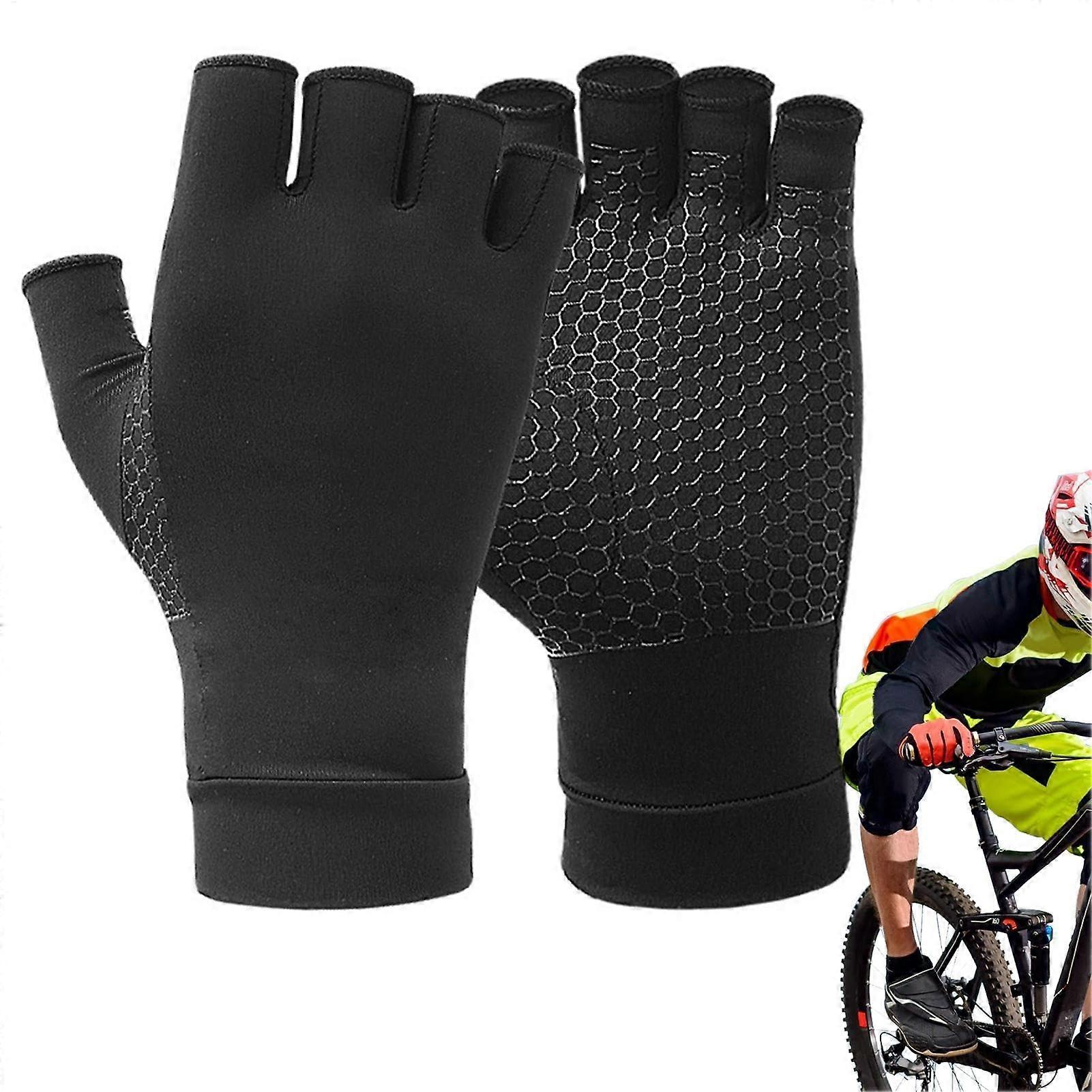 Running Gloves for Men Compression Gloves Fingerless Running Gloves Copper Fiber Sports Gloves NonSlip Training Gloves