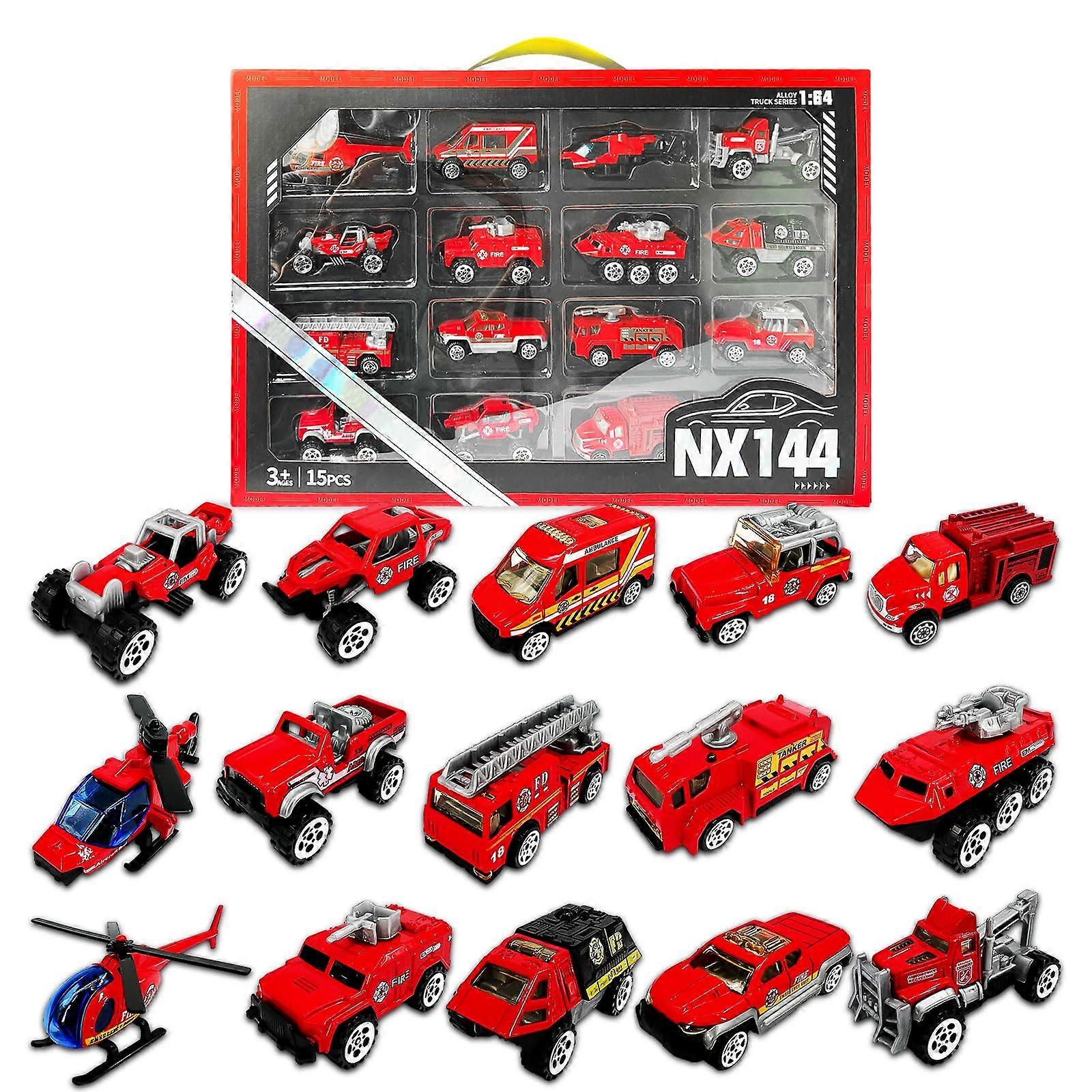 Fire Engine Truck Die-Cast Pull-Back Fire Truck Model Red Toy Vehicle