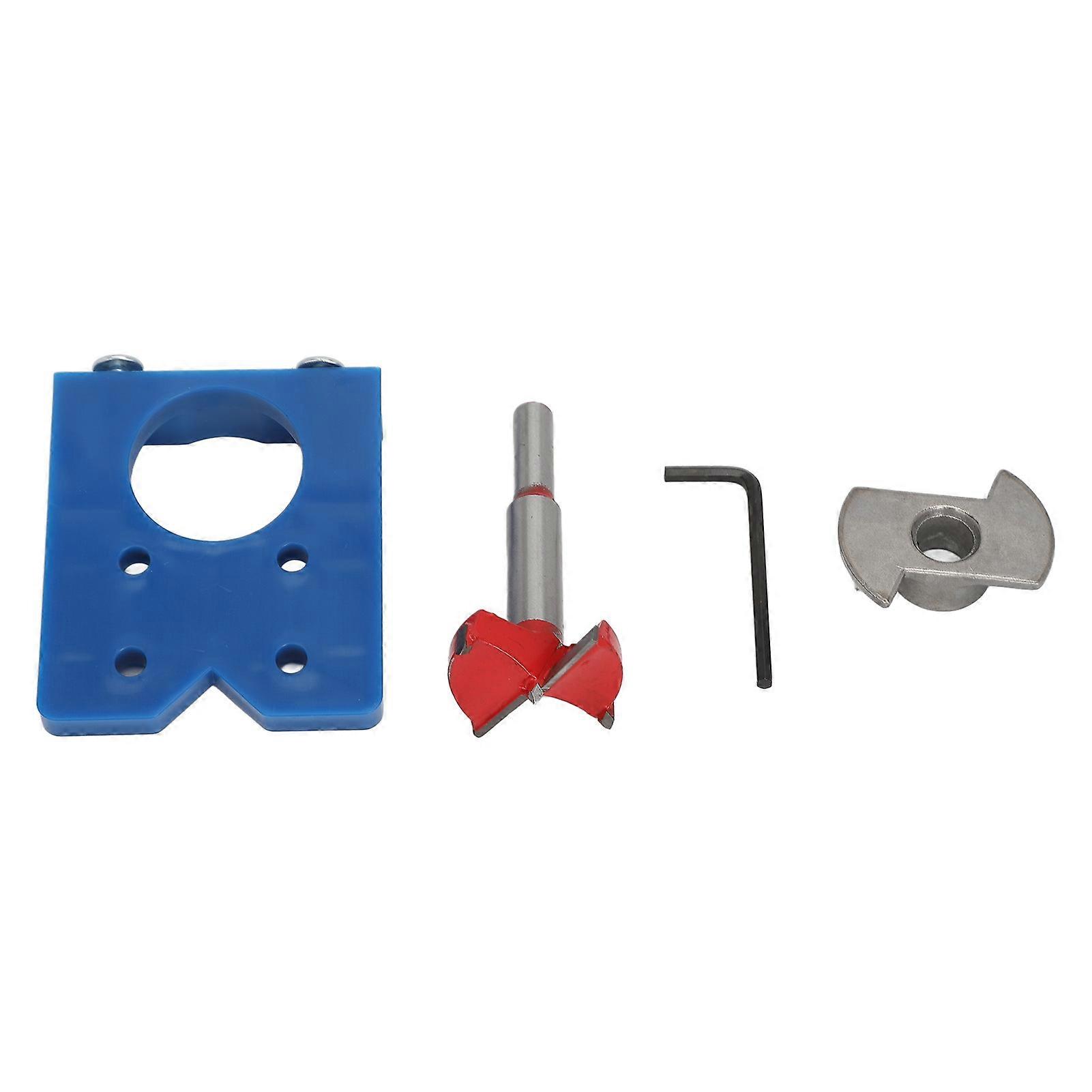 35mm Hinge Boring Jig Kit with Hole Locator, Red Drill Bit and Wrench for Furniture Cabinet Door Installation and Alignment