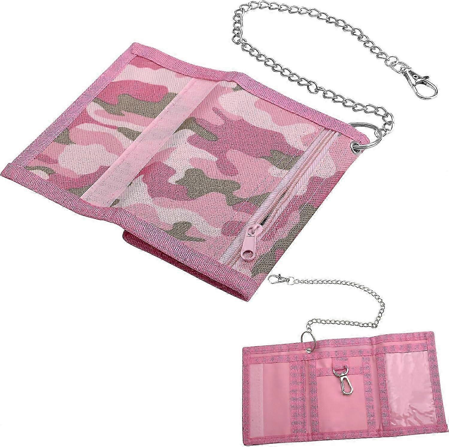 Wallet with Chain, Camouflage Children's Wallet, Foldable Slim Triple Wallet, Triple Wallet with Coin Pocket & Card Holder