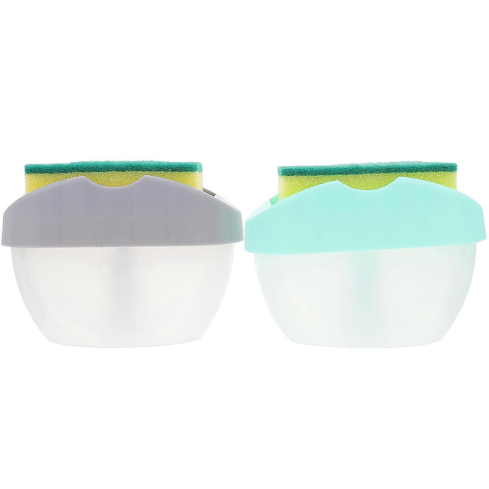 Liquid Distribution Kitchen Soap Dispenser Press Type For Home Use Green 14X9.5cm 2 Sets