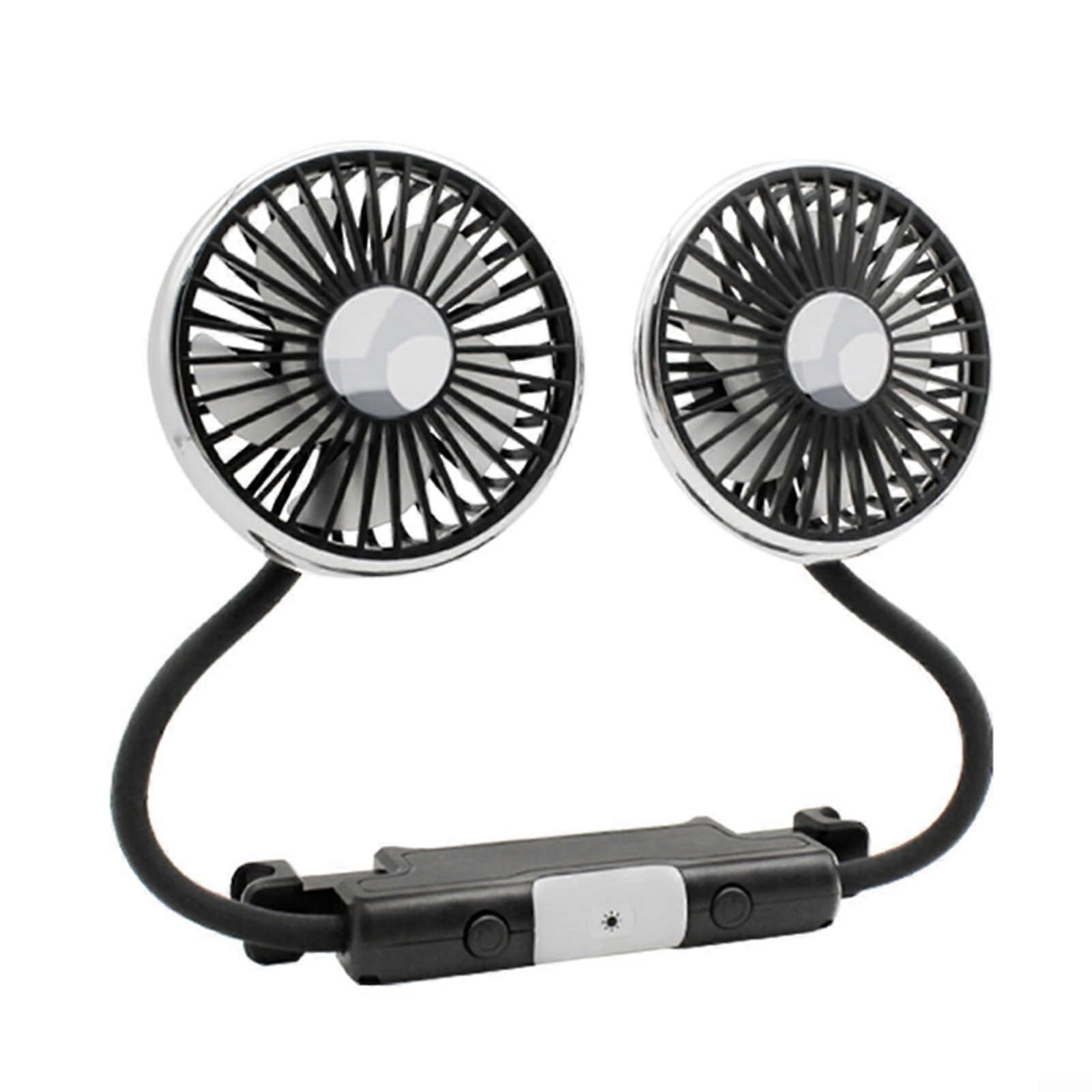 Dual-Head Car Fan with Dynamic Airflow Distribution and Innovative Design for Comfort and Efficiency