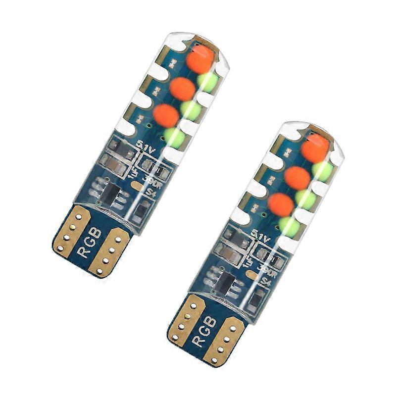 12V T10 RGB 5W 硅胶汽车 RGB 12 COB LED 侧灯阅读灯圆顶形闪光灯频闪灯装饰灯遥控器