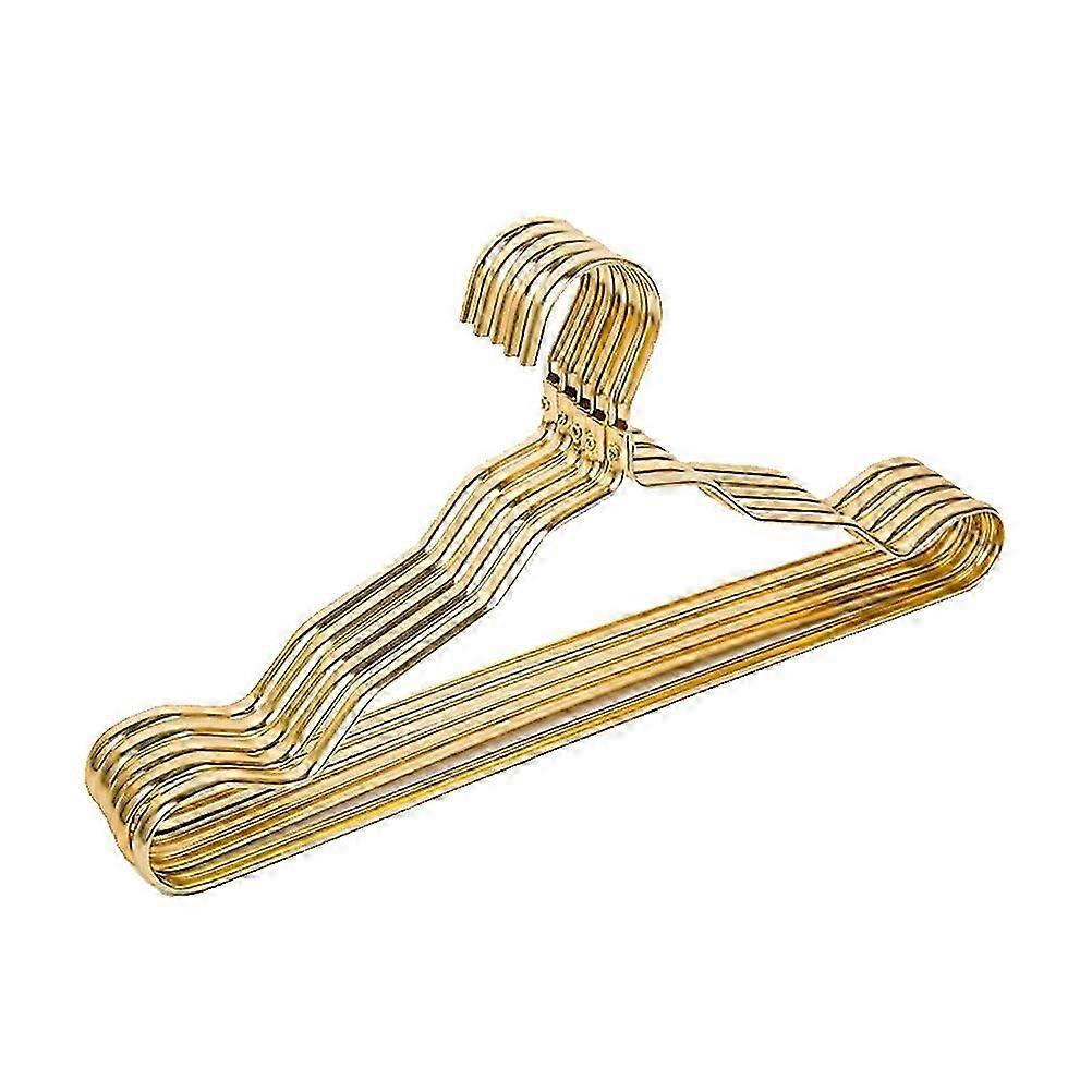 大人と子供のための5pcs耐久性のあるアルミニウム合金コートハンガー(ゴールデン)