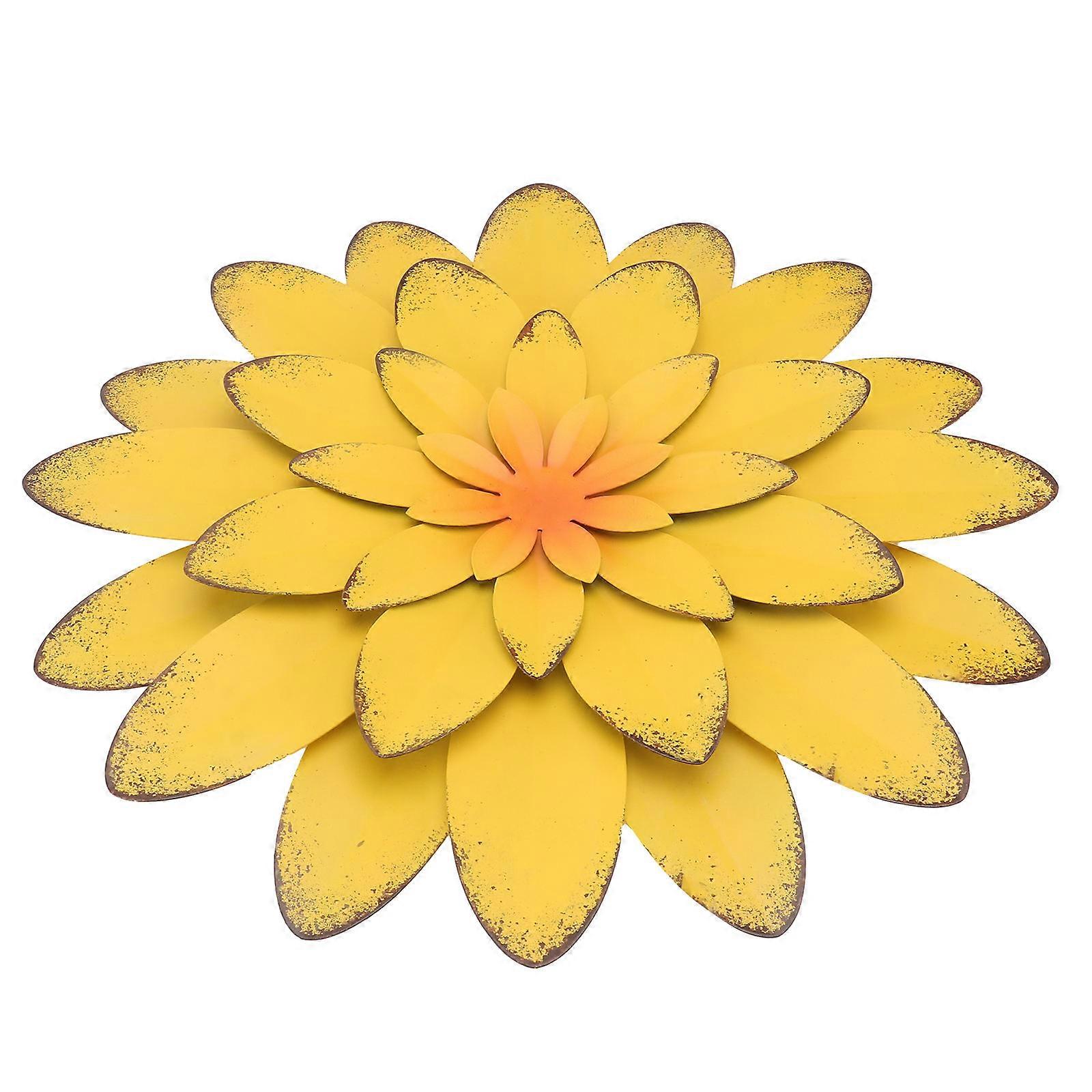 Yellow Iron Craft Flower Pendant for Wall Decor with Nordic Style and Material 1pc