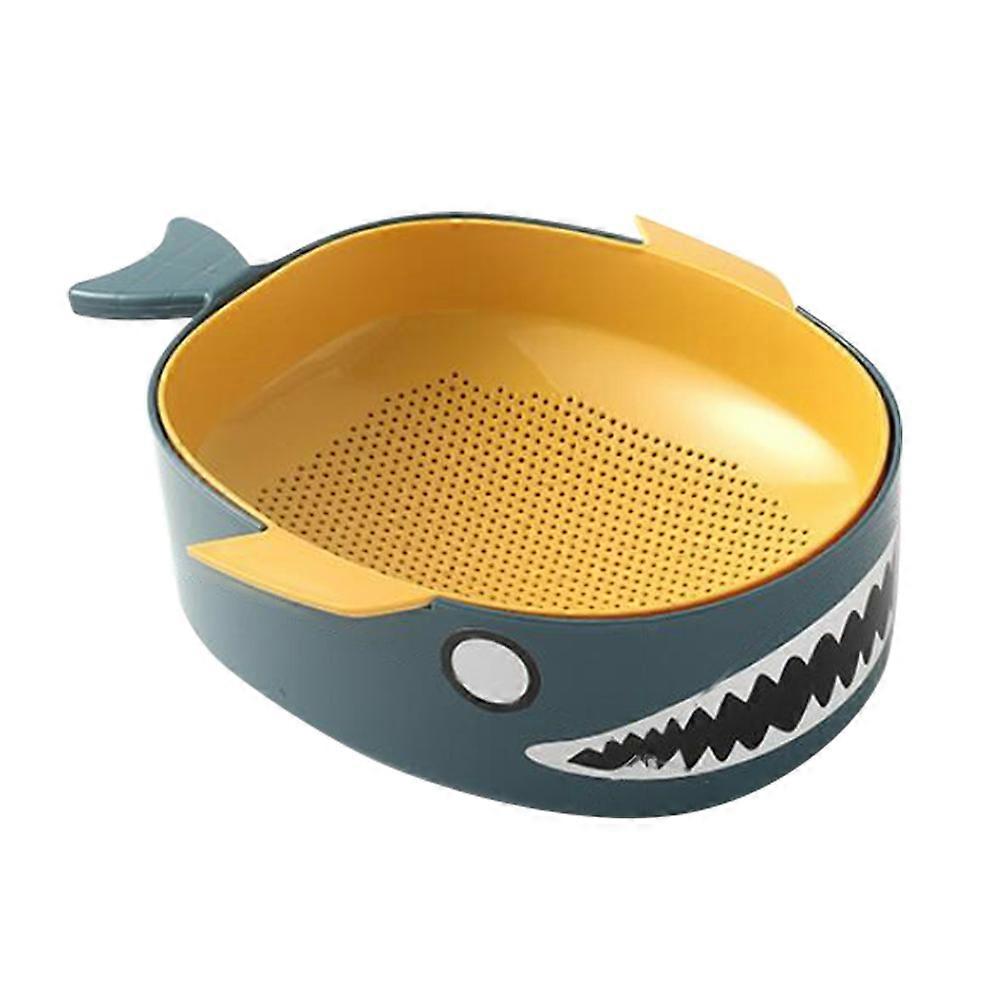 Double-Layer Drain Basket for Kitchen Fruit Washing 1Pcs Blue