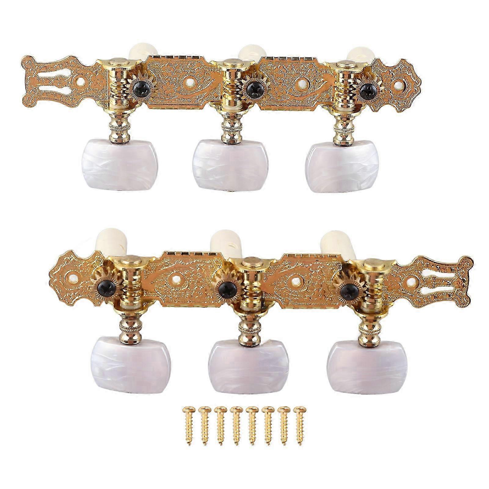 2Pcs Classical Guitar String Machine Heads Tuning Pegs Keys Tuners Set White Button