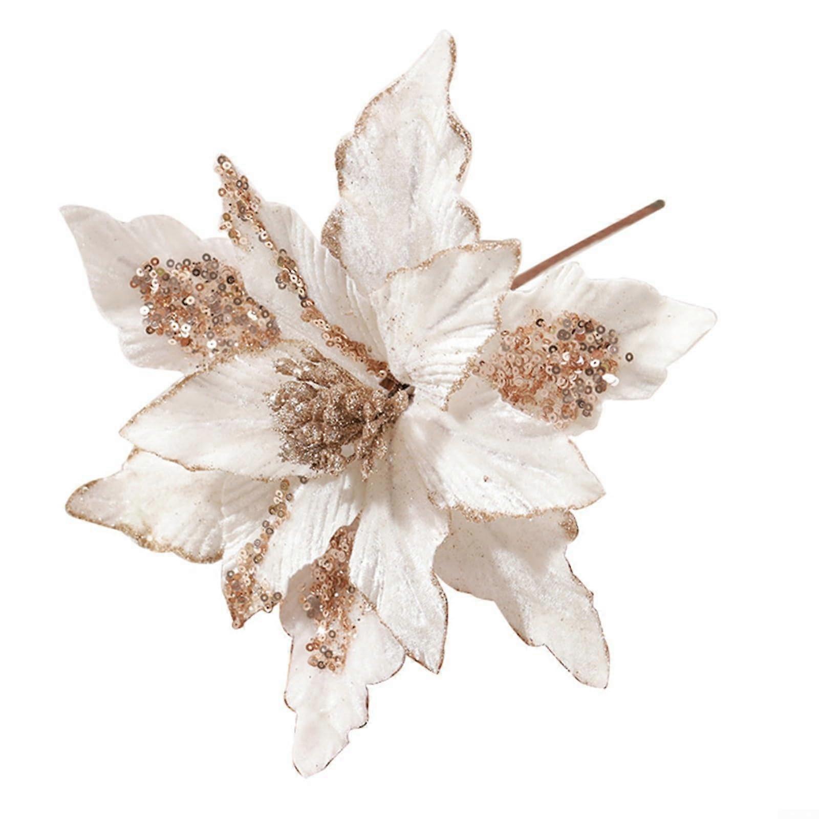 Artificial Christmas fabric flower 20 cm 28 cm 2 cm White Ref: 5747