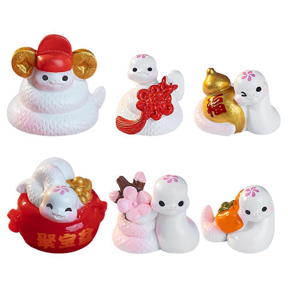 Chinese Snake Figurine Peach Blossom Design Car Interior Decorations and Easy-to-Clean 6Pcs