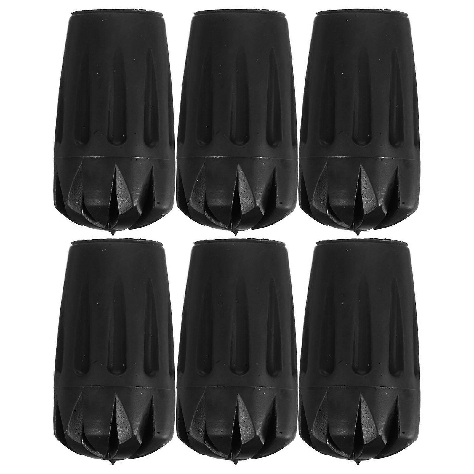 6pcs Shock Absorbing Hiking Pole Tips Replacement Walking Stick Ends for Trekking Poles – Easy Install Ferrules for Enhanced Comfort and Durability