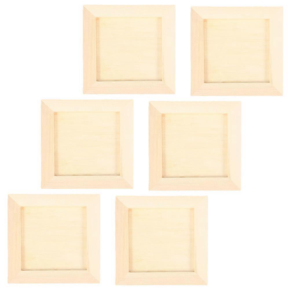 Picture Frames Wood Unfinished Photo Frame For Diy Projects Home Decoration Square Shape Assorted Color 6Pcs