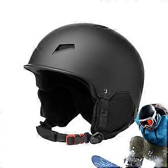 Ski Helmet with Thickened Earmuffs, 8-Hole Ventilation and Adjustable Fit, Black
