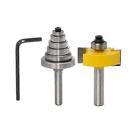 Tool Store 1Pc Rabbet Router Bit + 6Pcs Bearing Set Cutter Tenon Woodworking Carpentry Tool