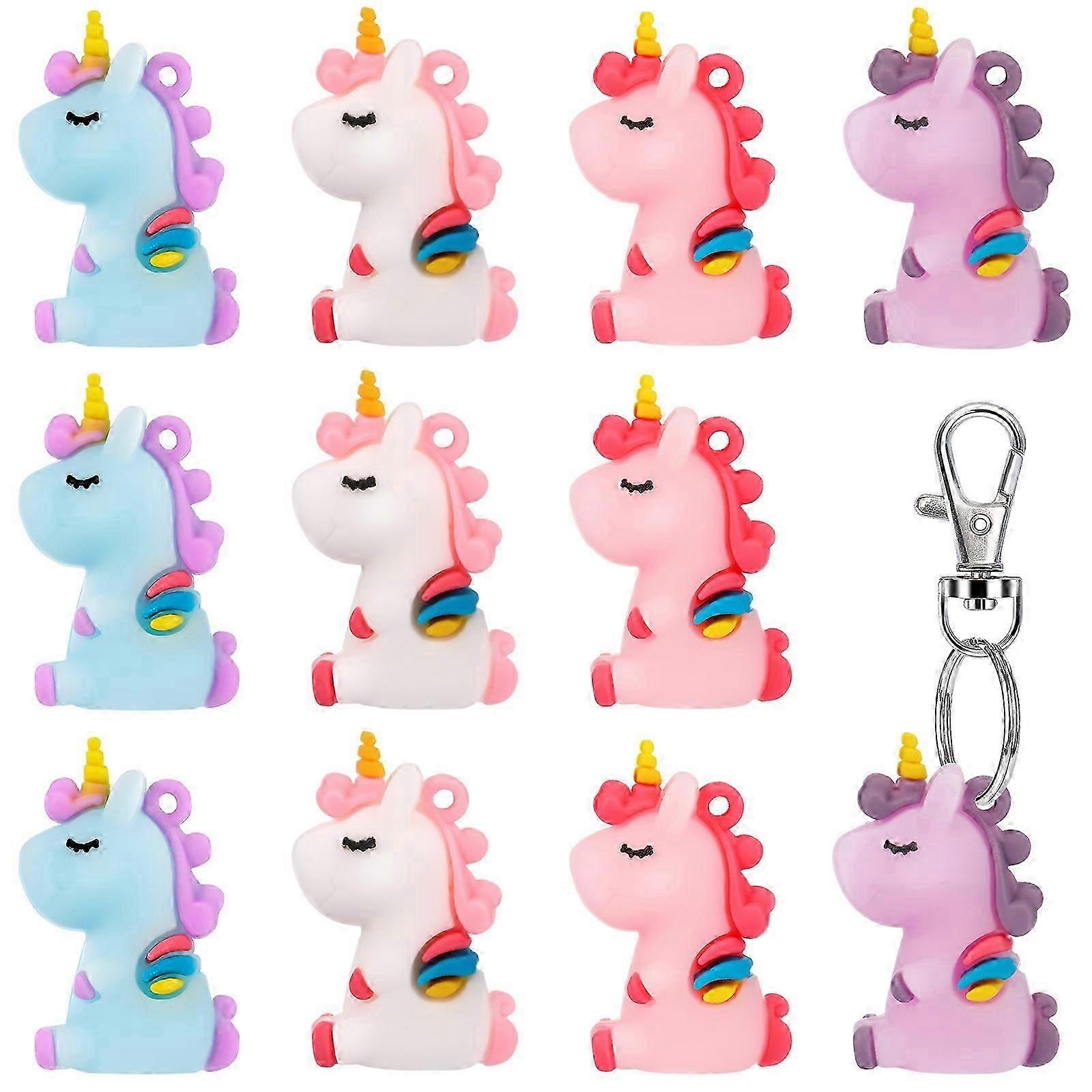 20 Pcs Key Chain Accessories Cartoon Unicorn Charms Pendants for Key Rings Bags Backpacks