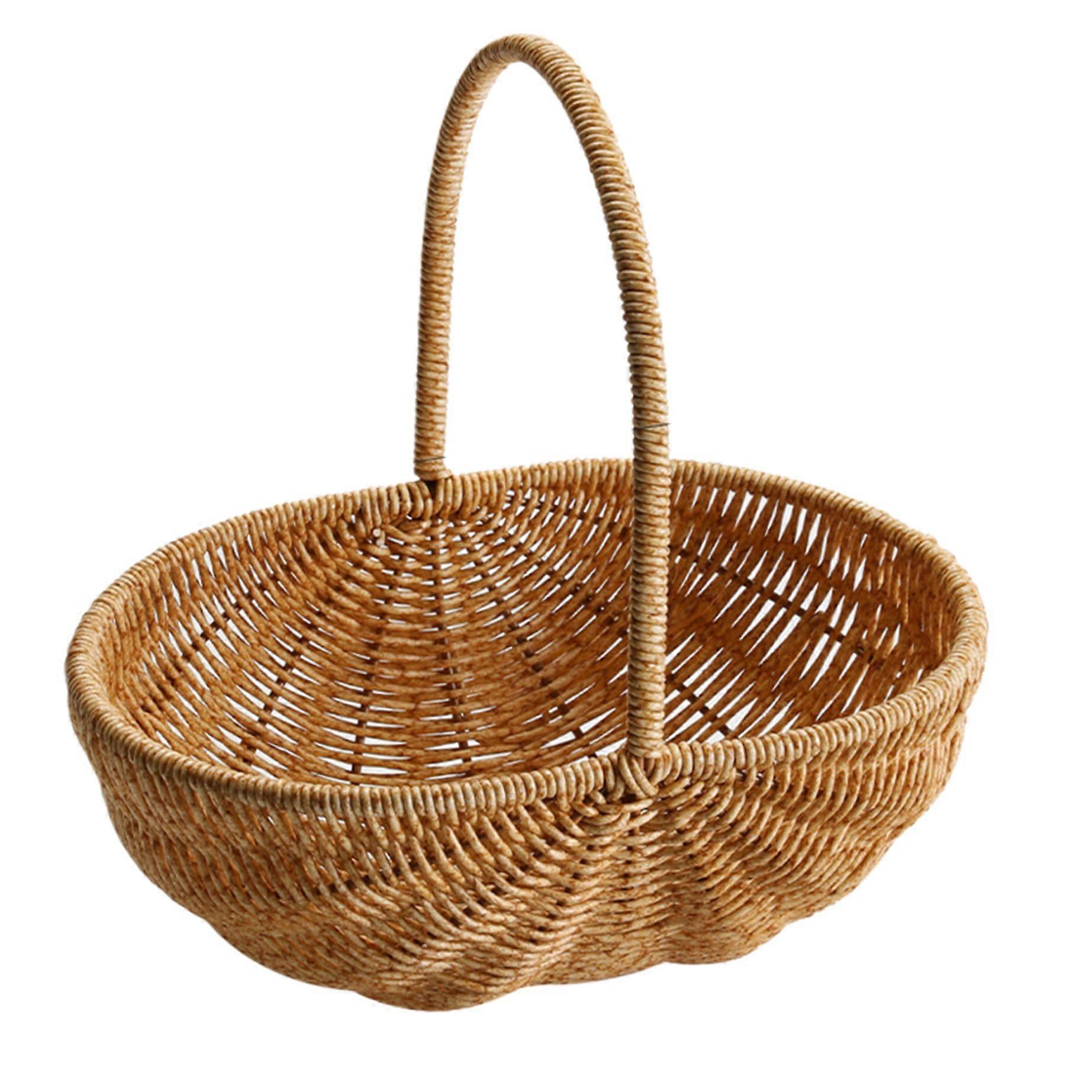 Wicker Basket Interlocking Reinforced Handle Picnic Basket 11x8x11in Medium Rustic Woven Storage for Picnics Easter Gift