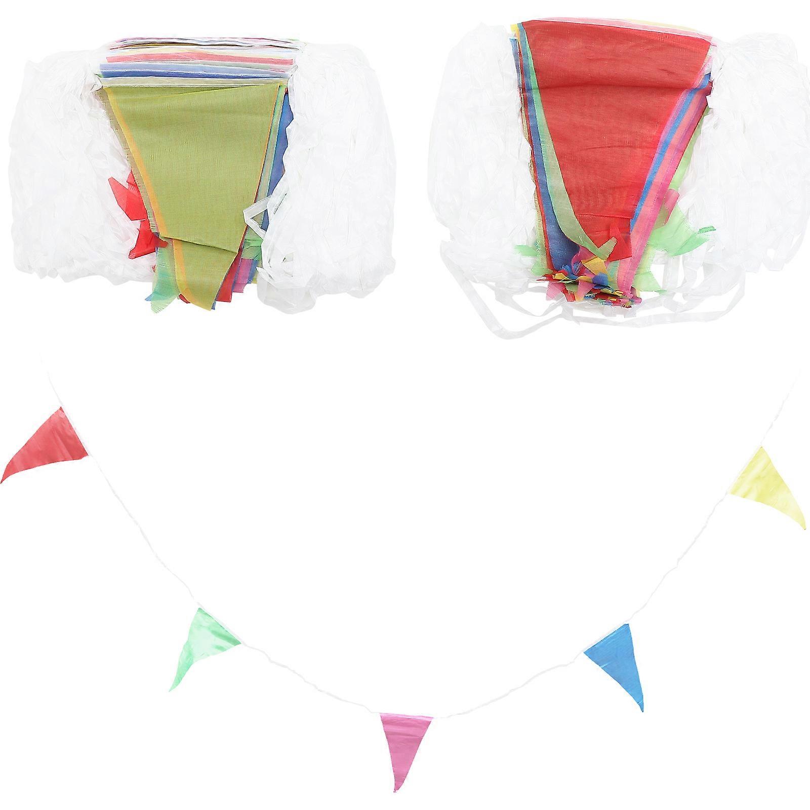 Drapeau Bunting Pour Mariage Multicolore Bunting Bannière Festive Décorative Suspendue 100m Polyester Mariage Décor Triangle Drapeau Bannière 1Set