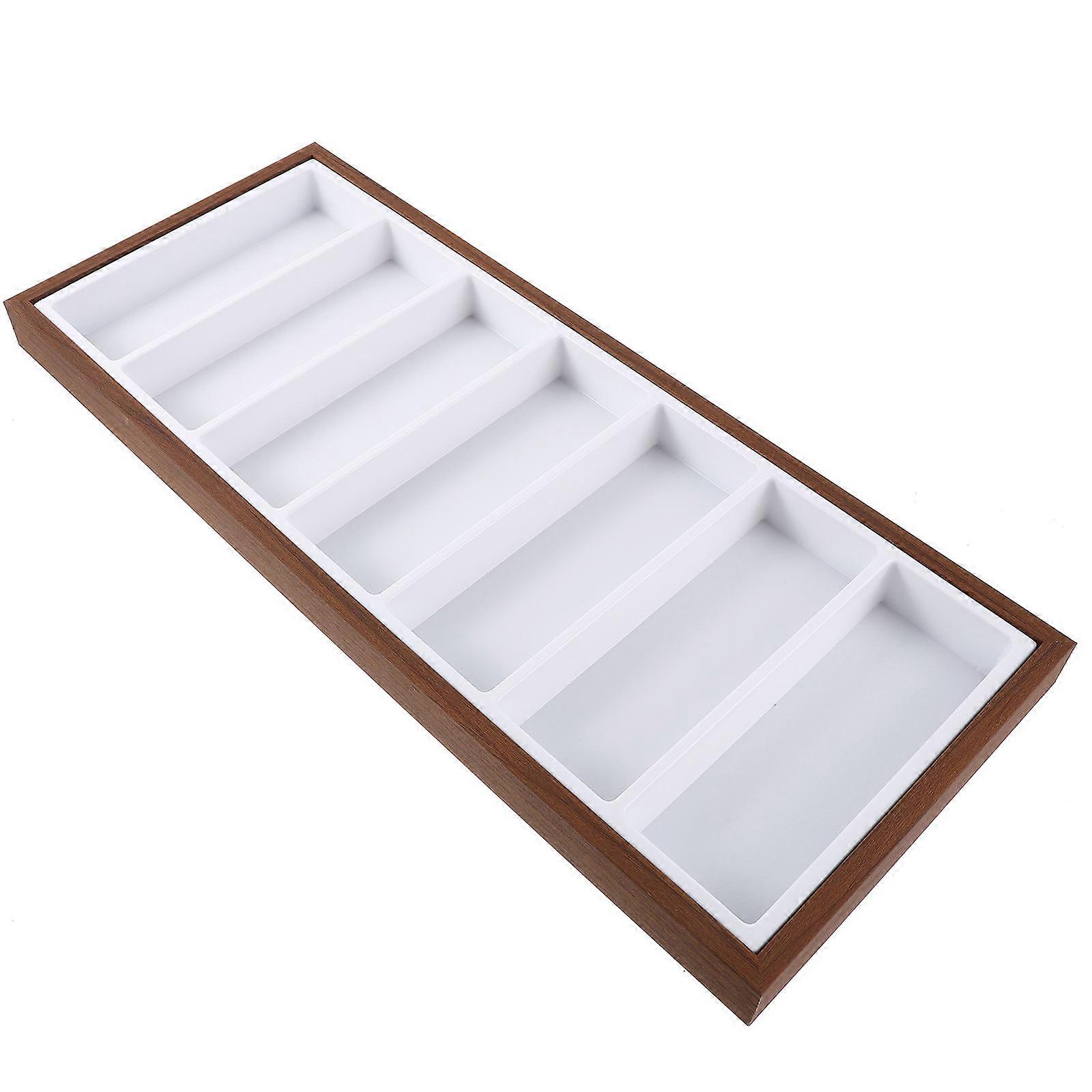 Sunglasses Organizer with Compartments Lined Eyeglasses Storage Tray for Sunglasses & Accessories Compact Walnut Pattern Display Box for Home &