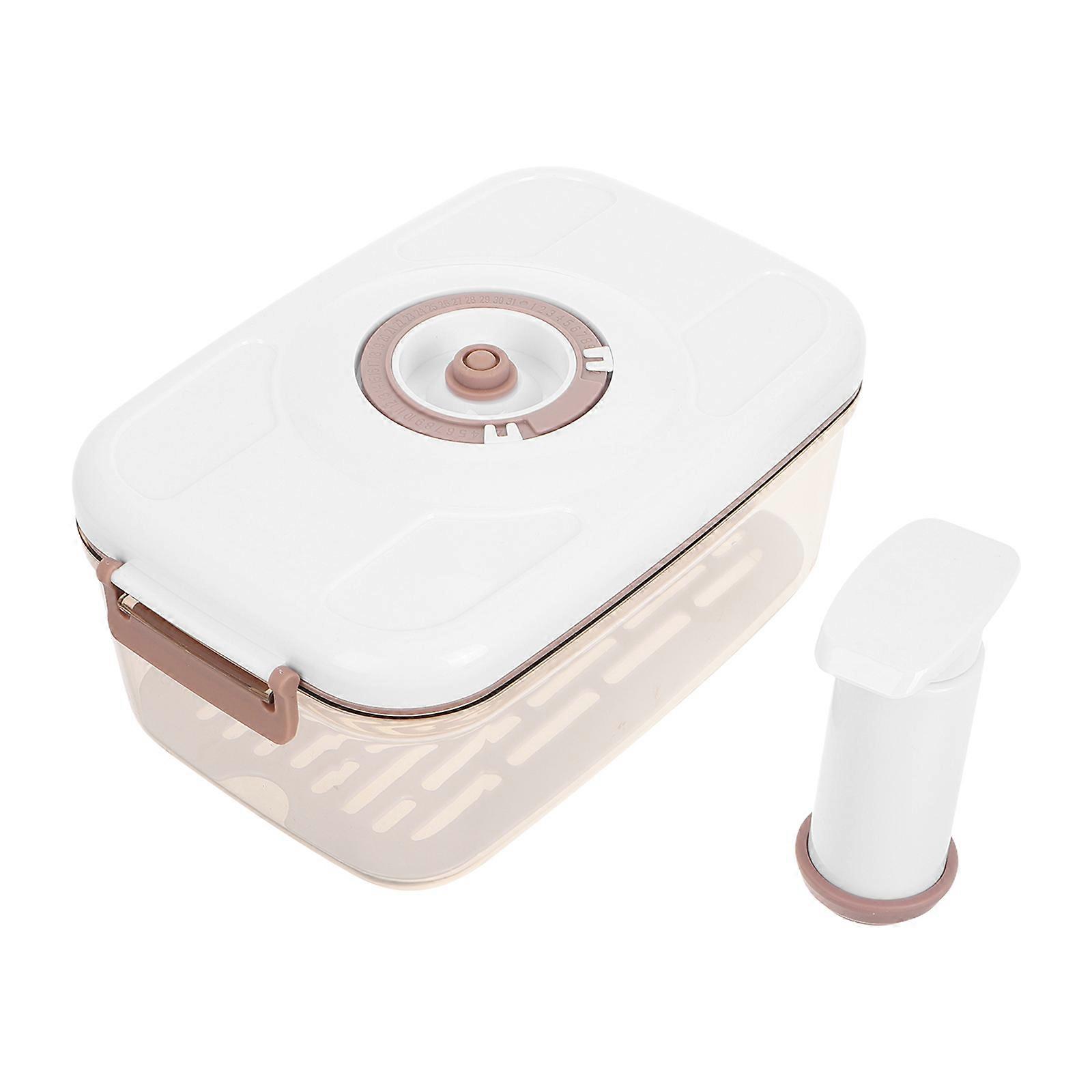 Vacuum Food Box Airtight Storage Container Rectangular Beige 23.00X15.00X10.80CM 2.1L Households 1 Set