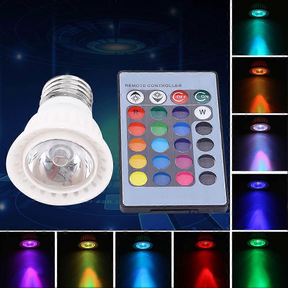 3W E27 10 Color LED RGB Magic Light Bulb   24 Keys Remote With Memory Function
