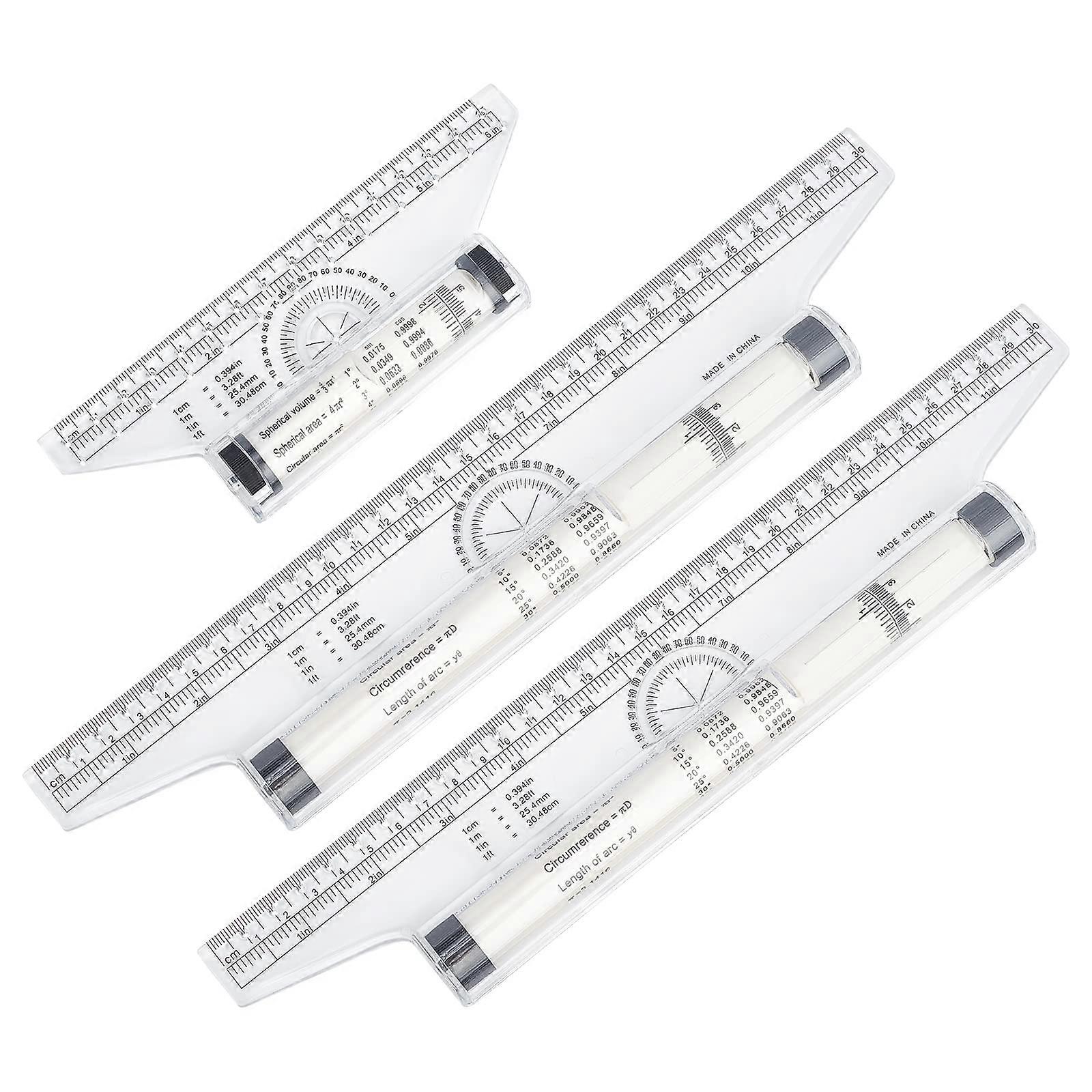 3 Pieces 30 cm 15 cm Parallel Rolling Ruler, Plastic Rolling Ruler for Measuring Drawing, School Office