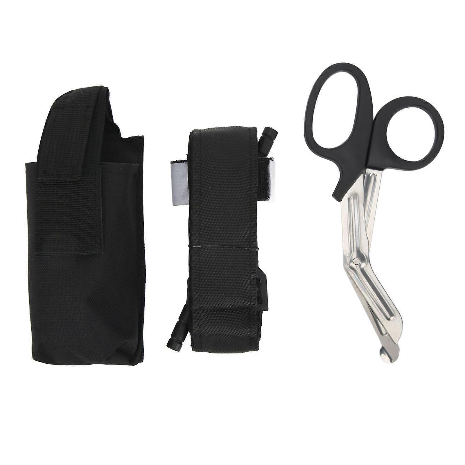 Emergency Tourniquet Set Reusable Tourniquet and Scissors Set with Storage Bag for Outdoor Survival