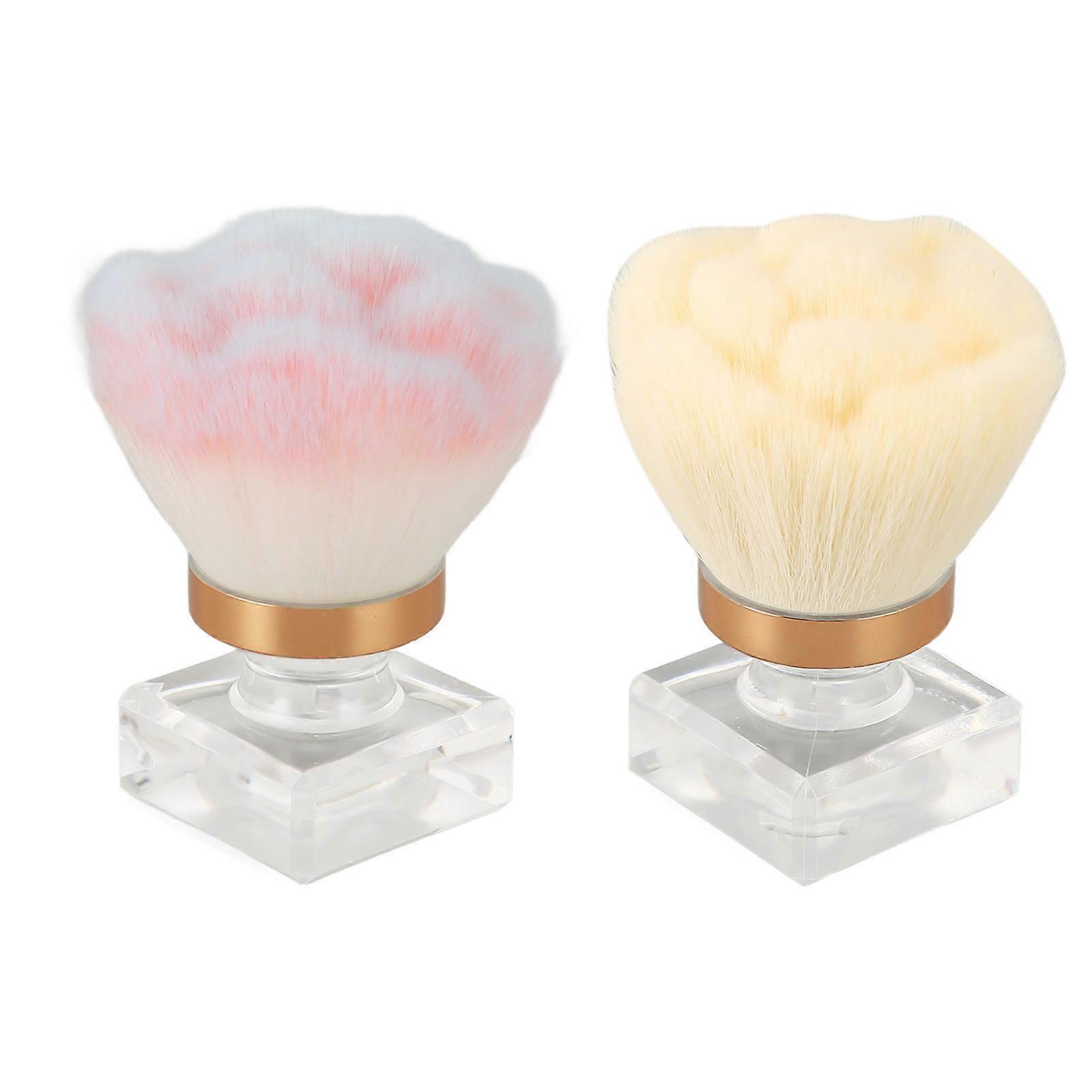 2PCS Nail Art Powder Brushes Artificial Fiber Ergonomic Design Soft Portable Nail Dusting Brush
