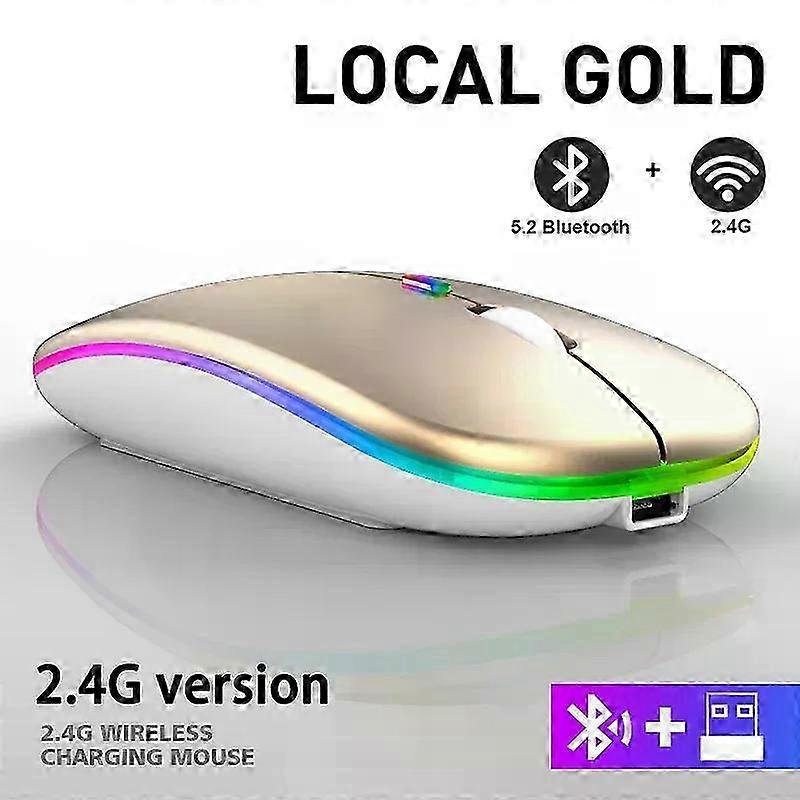 Wireless RGB Rechargeable Bluetooth Mouse with LED Backlit for Laptop PC 3600DPI Ergonomic Gaming