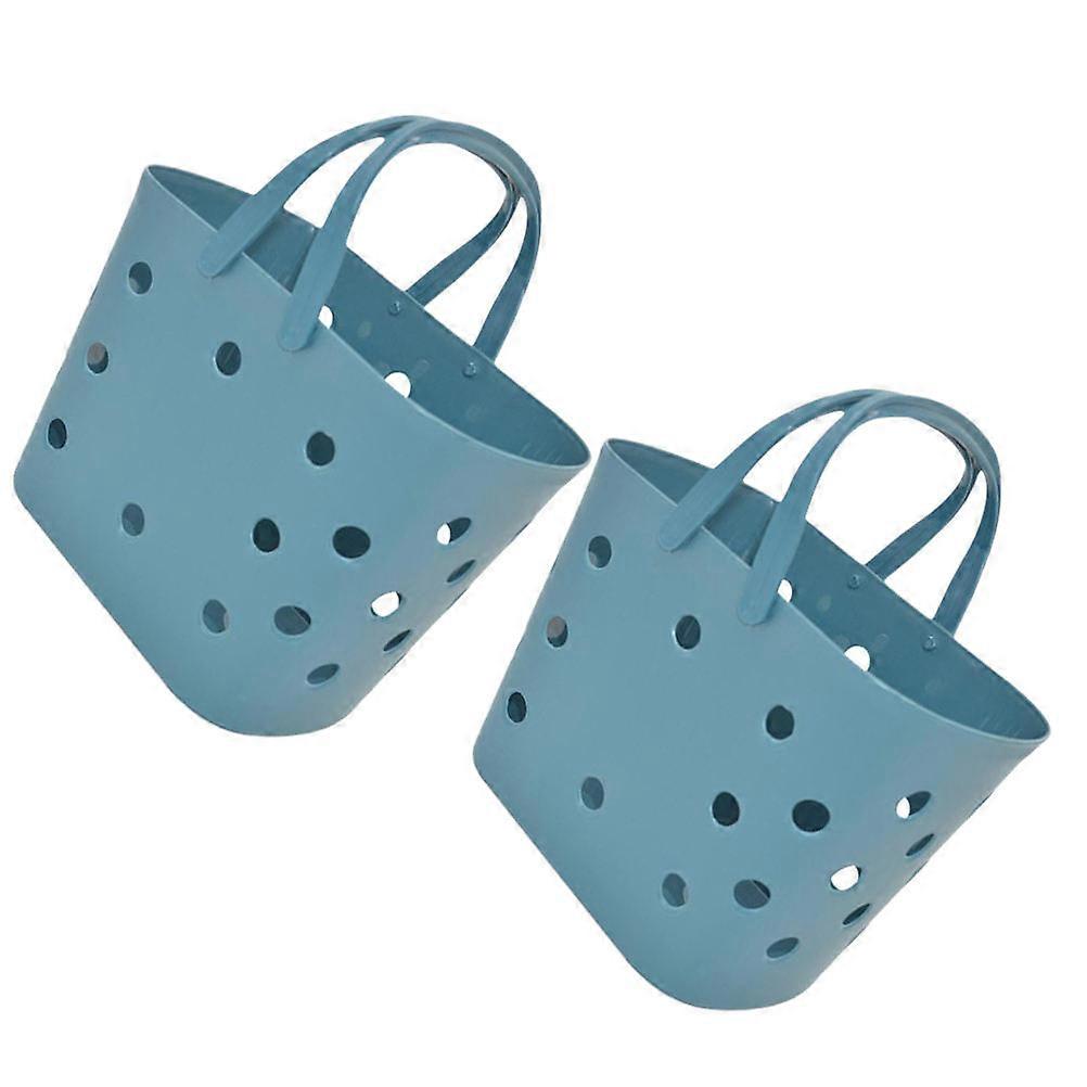 سلة بلاستيكية توفير مساحة تخزين منظم الحمام أزرق غامق 2Set تهوية